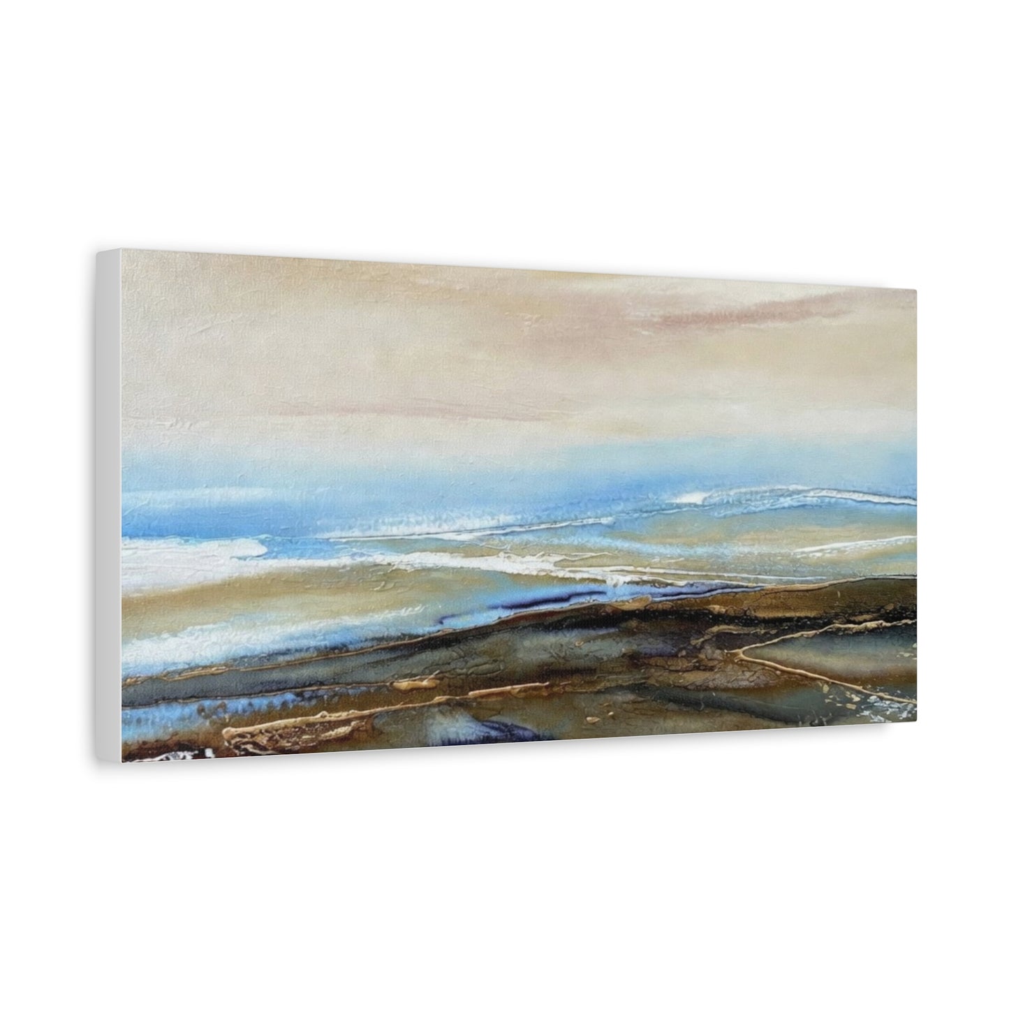 Coastal Abstract Matte Canvas Wall Art — Serene Ocean Horizon Stretch