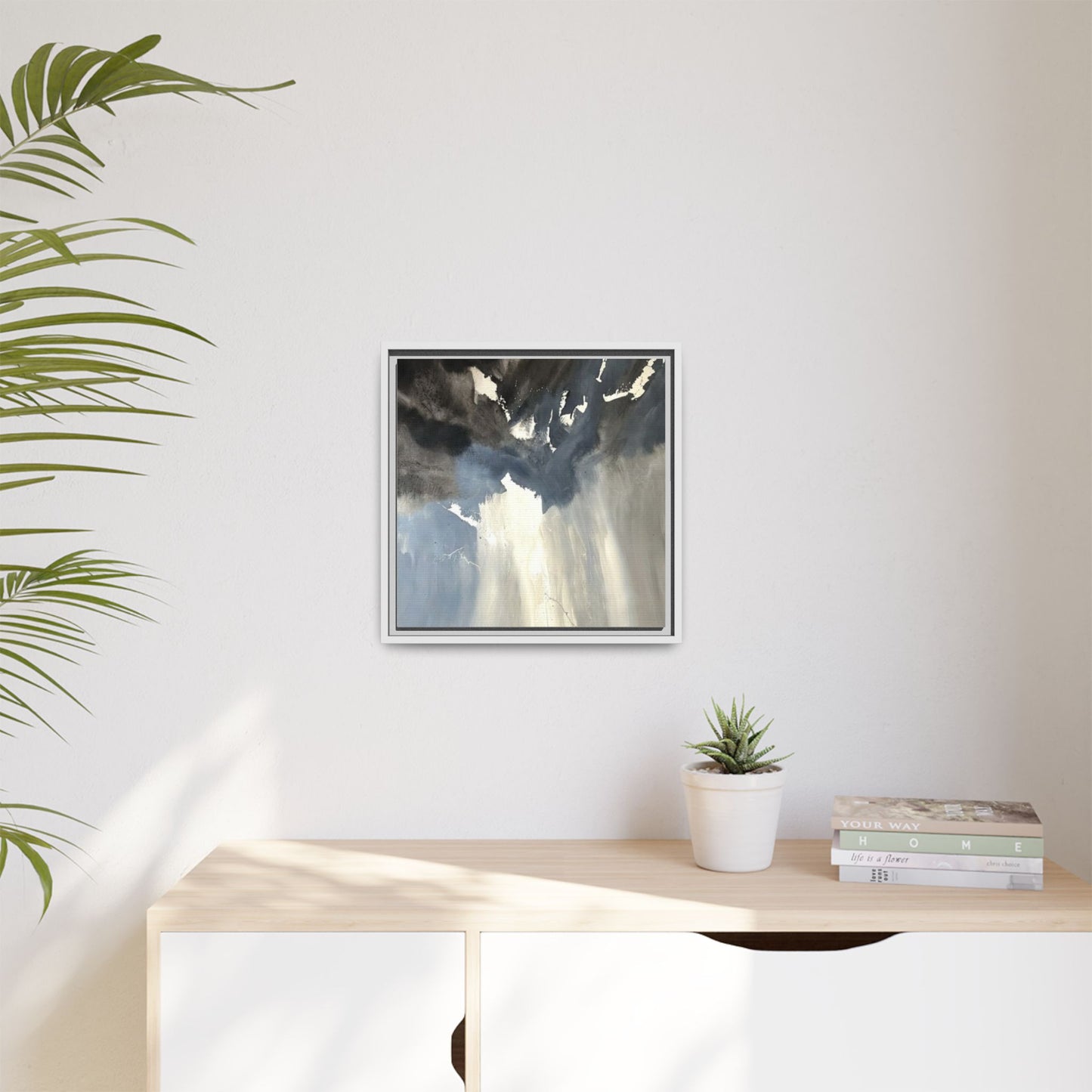 Framed Matte Canvas Art — Moody Abstract Sky Painting