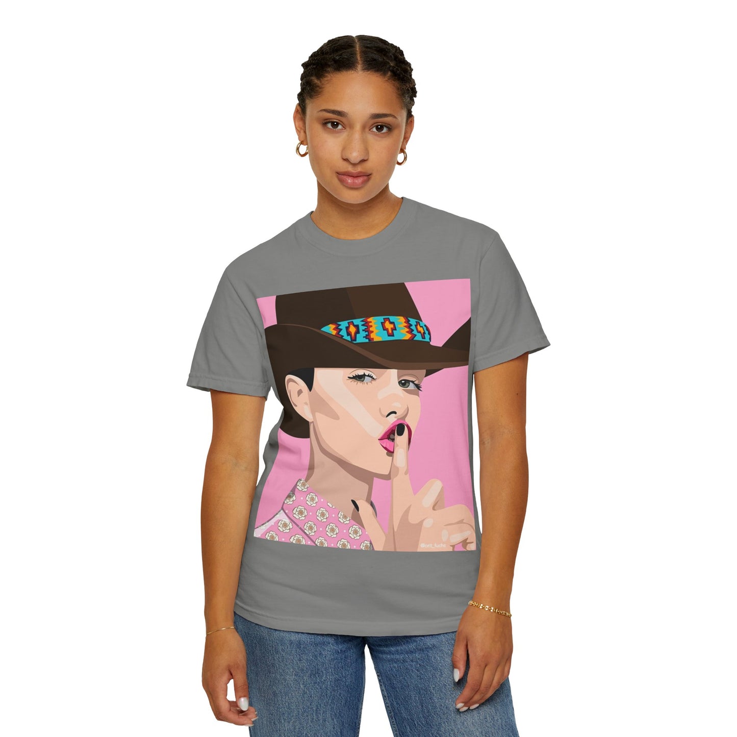 Cowgirl Pop Art T-Shirt — Pink 'Shh' Graphic Tee