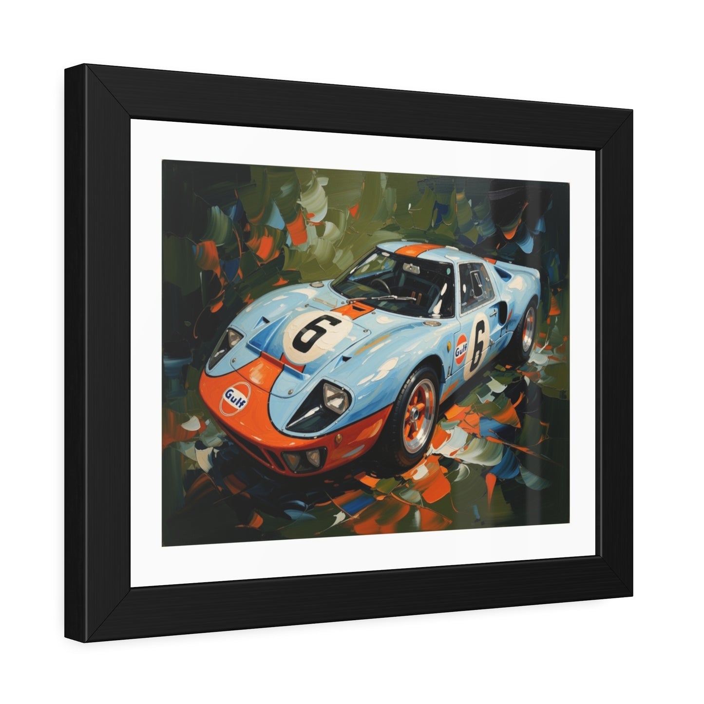 Framed Racing Car Poster — Vintage Gulf GT40 Print