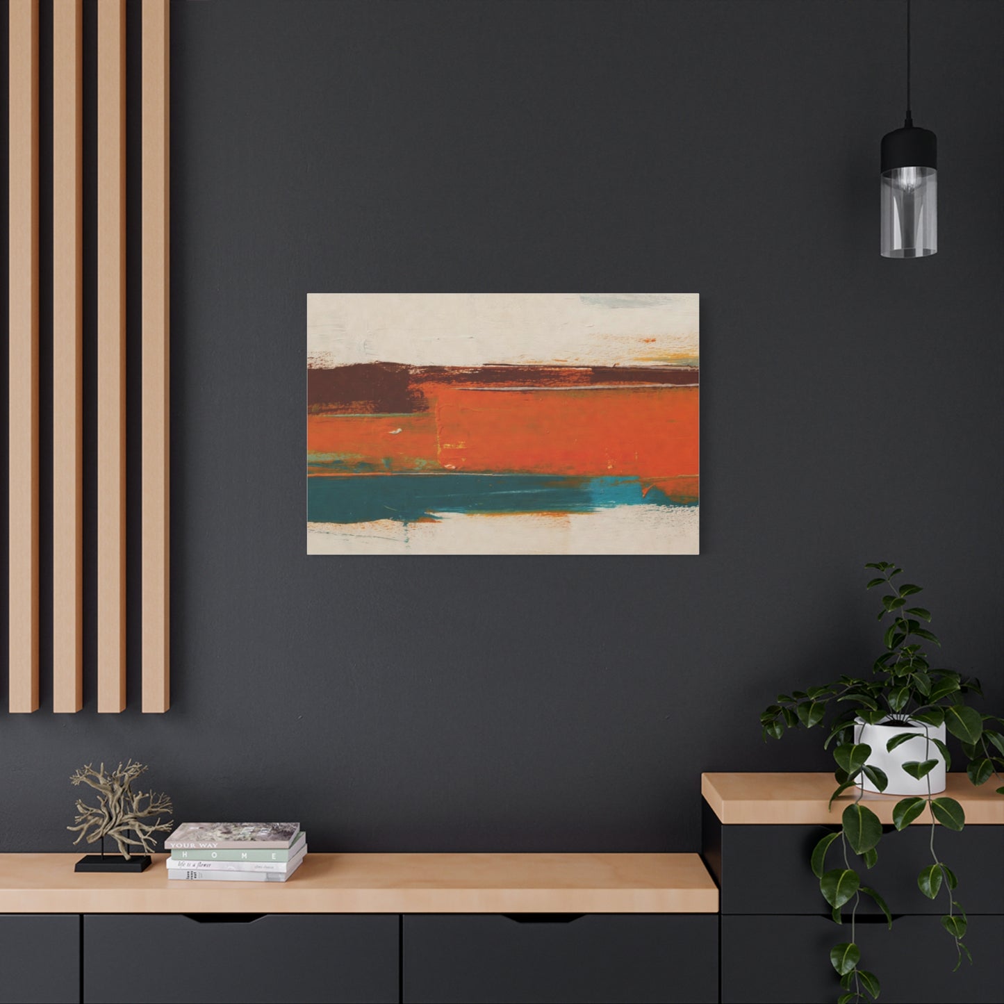 Abstract Orange & Teal Matte Canvas Wall Art — Stretched 1.25"
