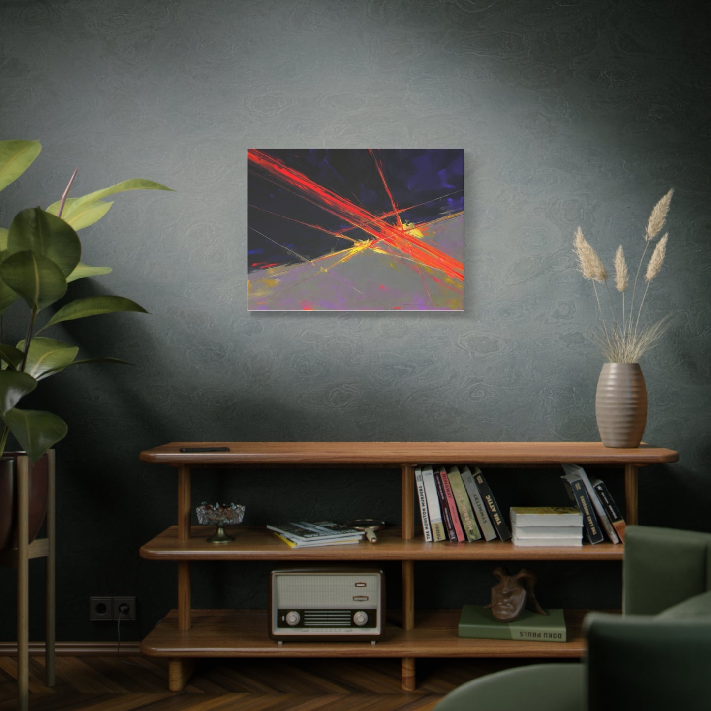 Abstract Red Streaks Matte Canvas Print — Modern Geometric Wall Art