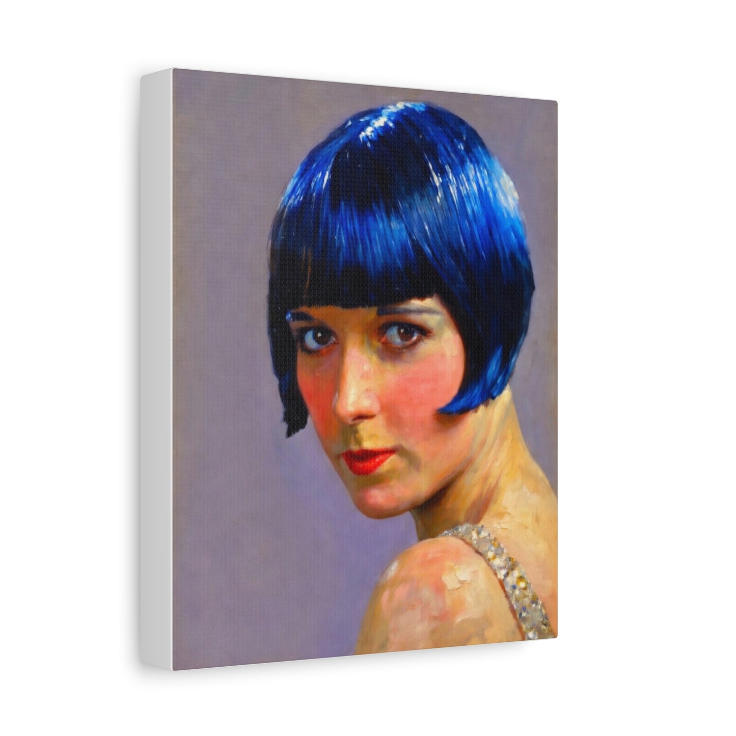 Blue Bob Portrait Matte Canvas Print - Stretched Wall Art