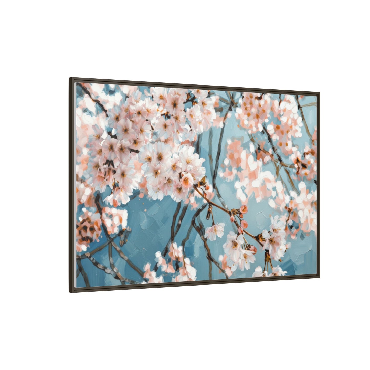 Framed Cherry Blossom Matte Canvas Print — Soft Pink Floral Wall Art