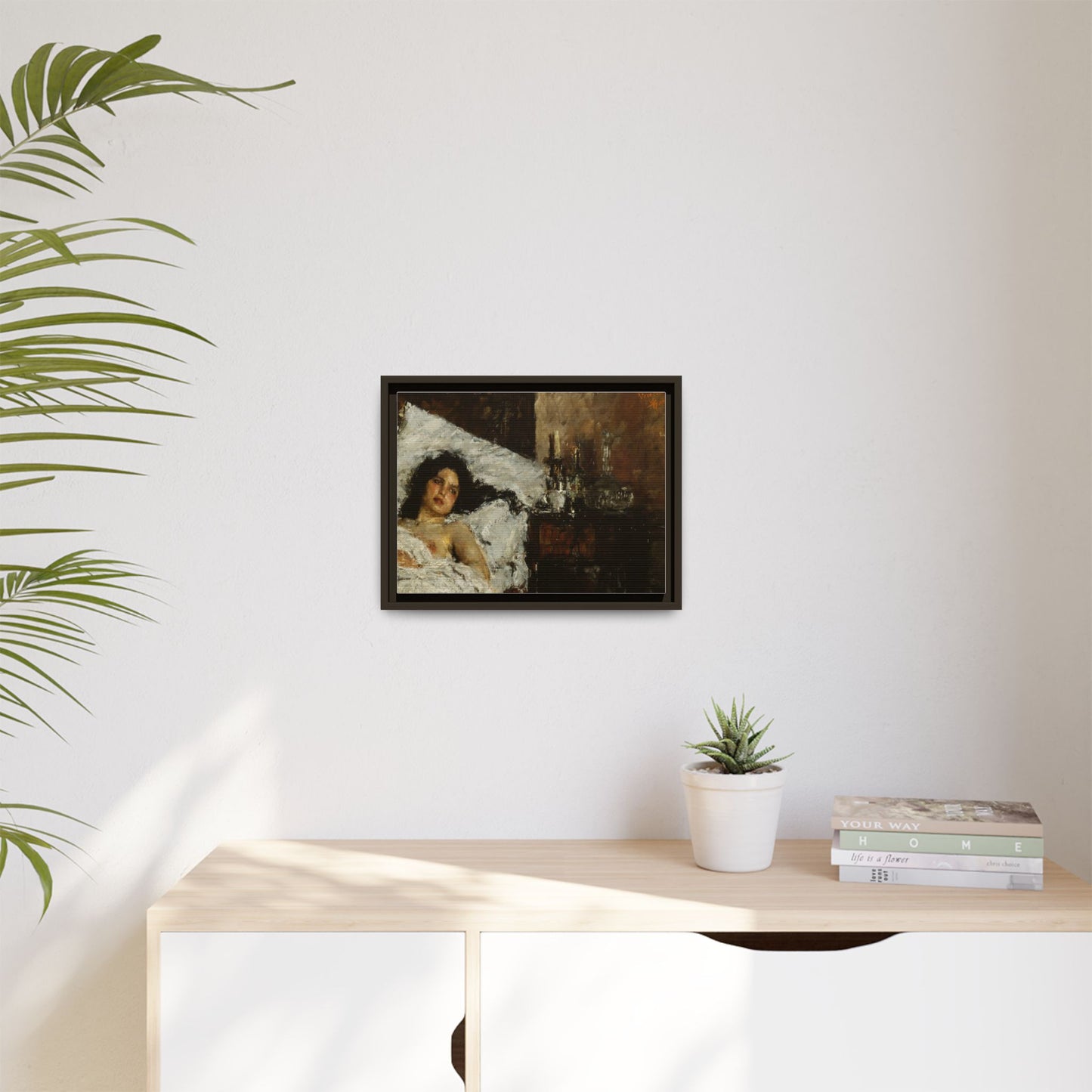 Resting by Antonio Mancini Framed Matte Canvas Wall Art Print