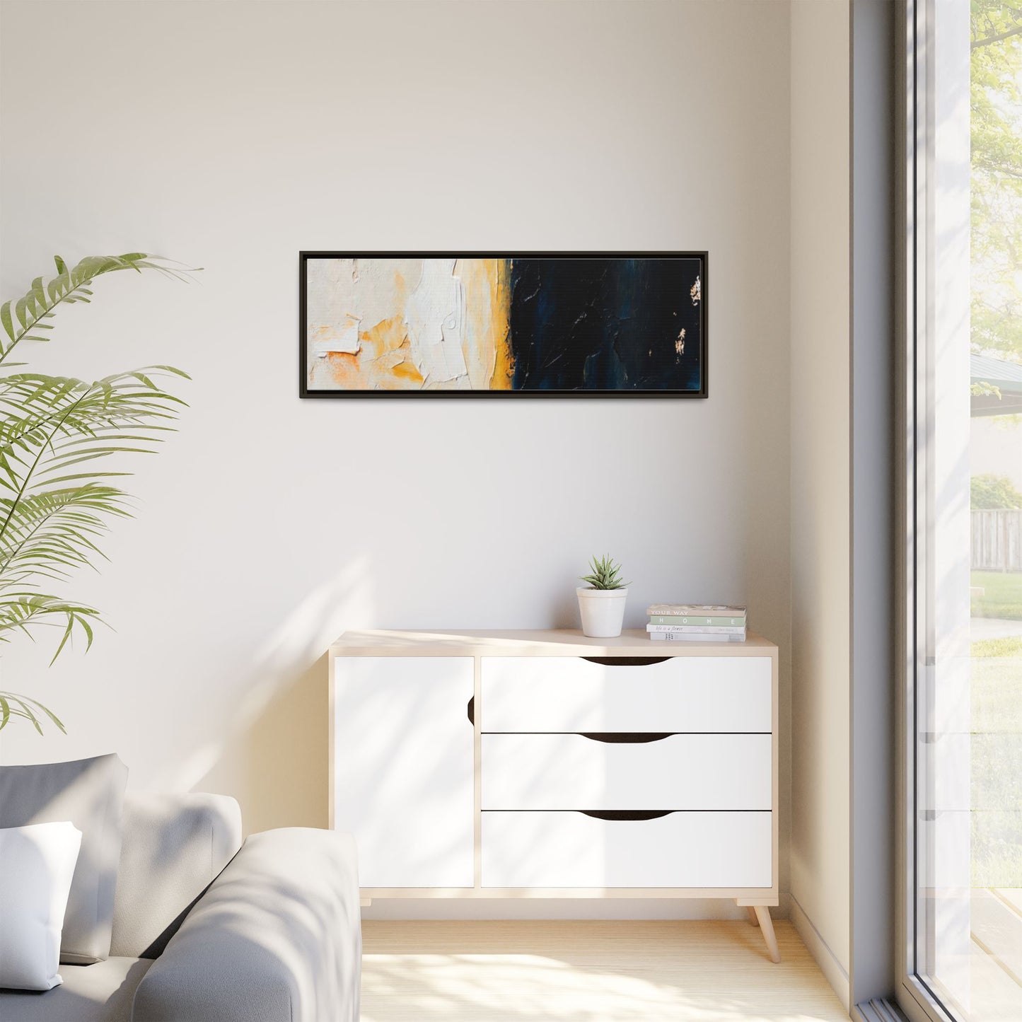Abstract Coastal Texture Framed Canvas Art — Matte Multi-Color Wall Print