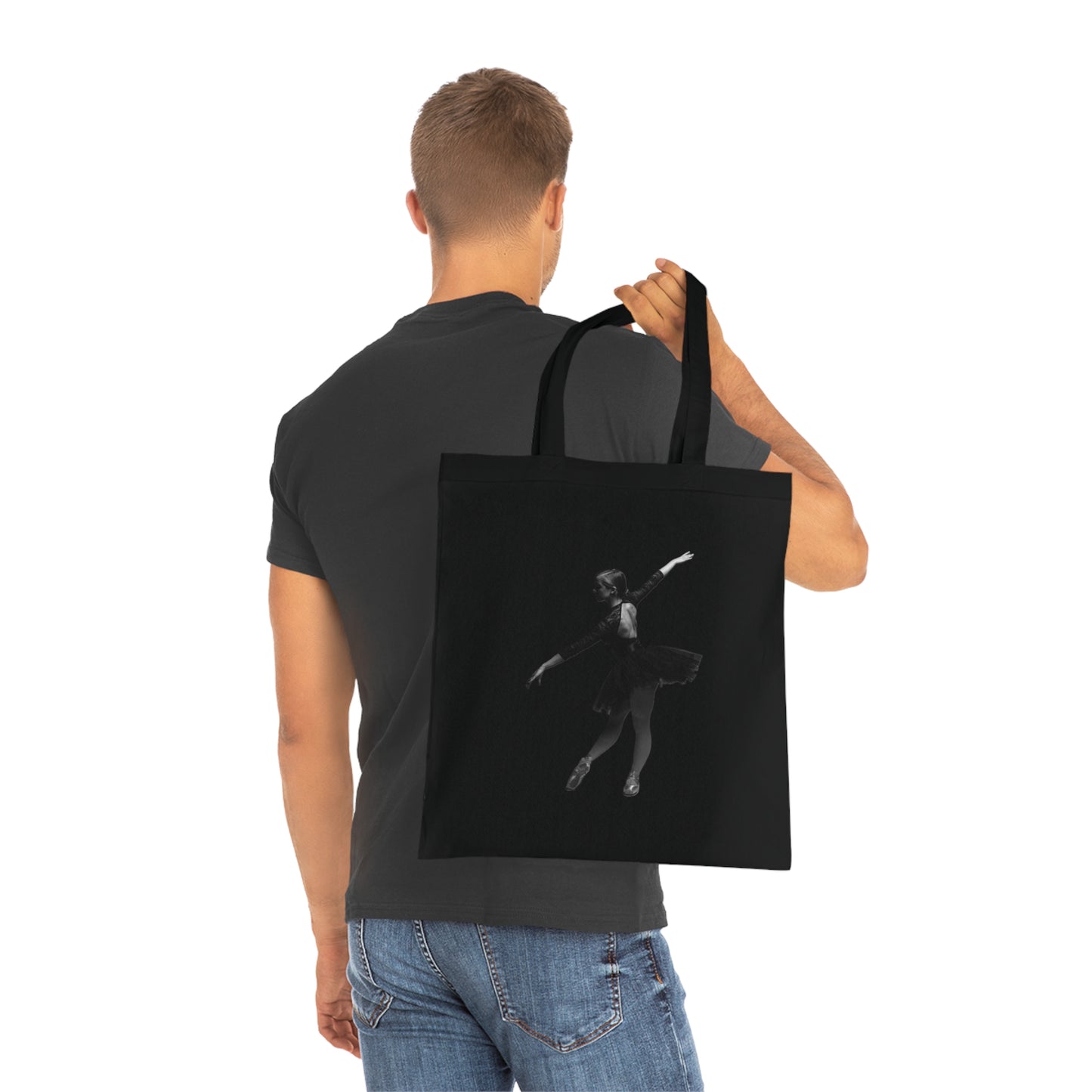 Ballet Silhouette Cotton Tote — Dancer Tote Bag for Ballet Lovers