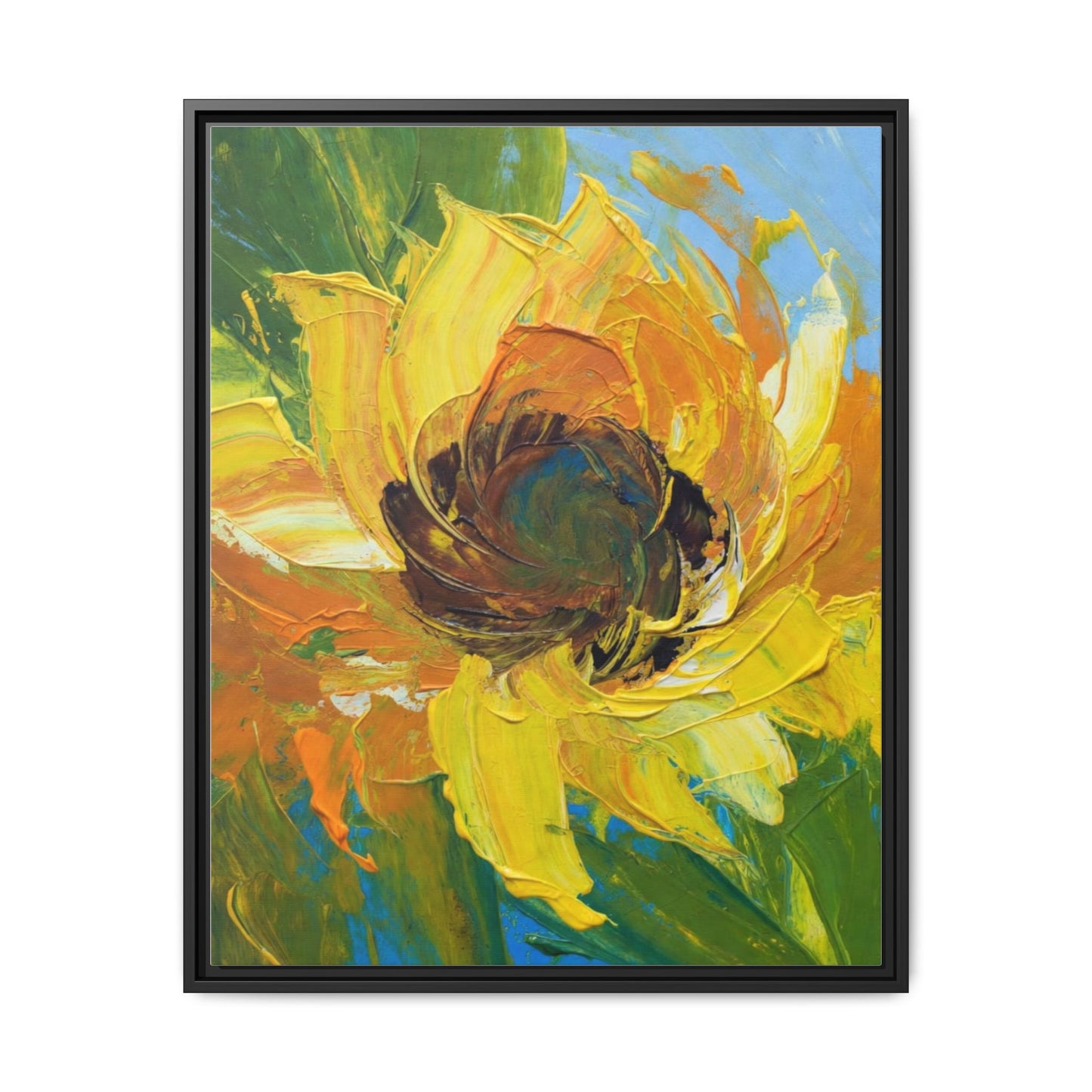 Framed Sunflower Abstract Matte Canvas Print