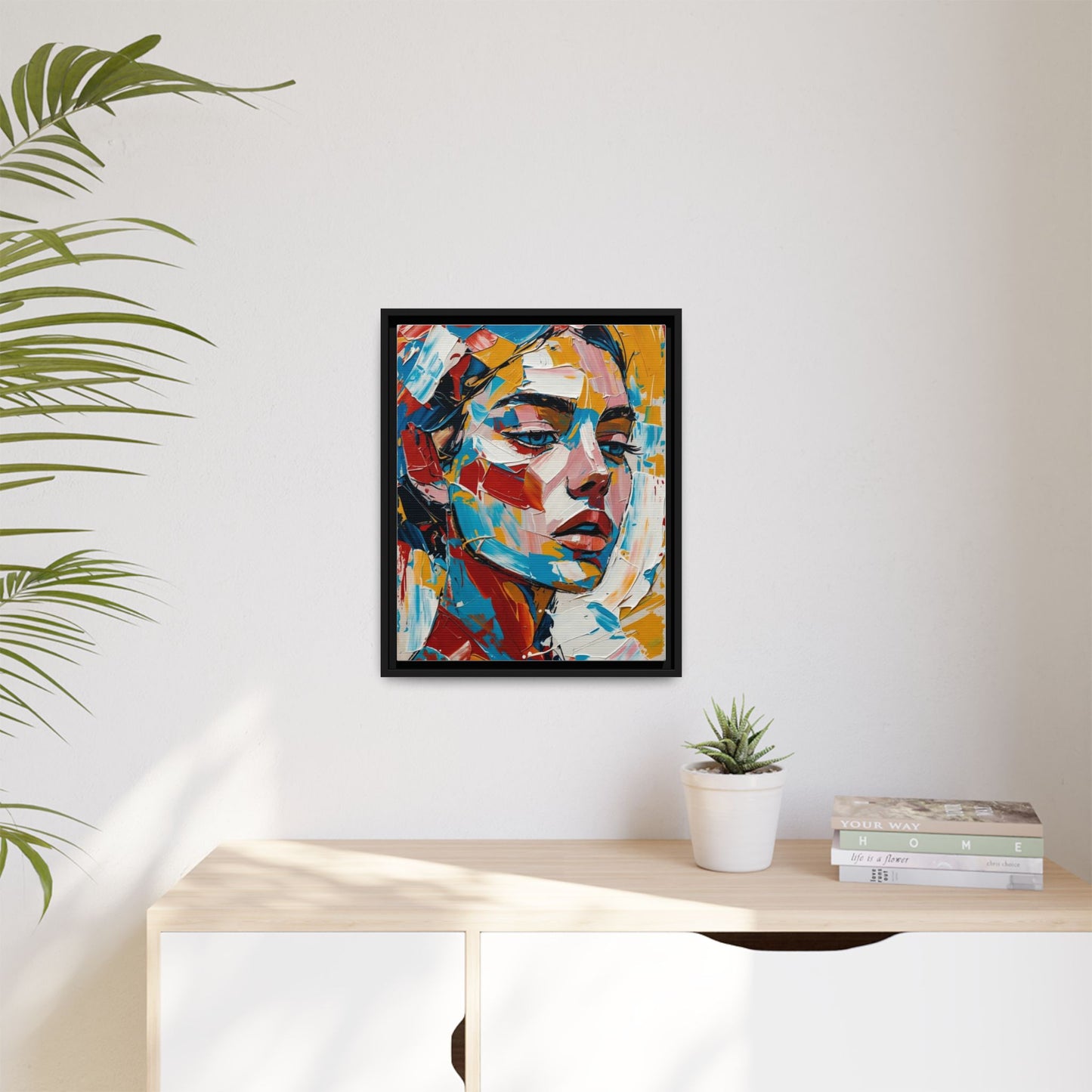 Colorful Abstract Portrait Framed Canvas Print