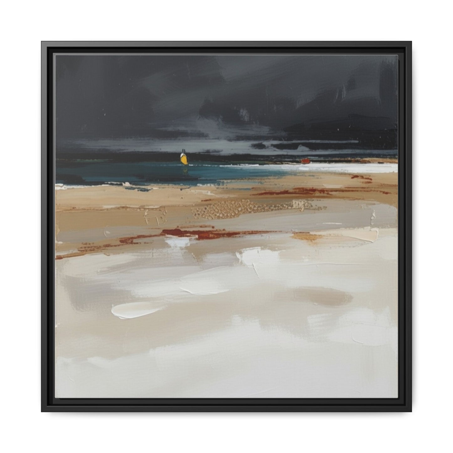 Framed Matte Canvas Beachscape Art Print — Coastal Abstract Wall Decor