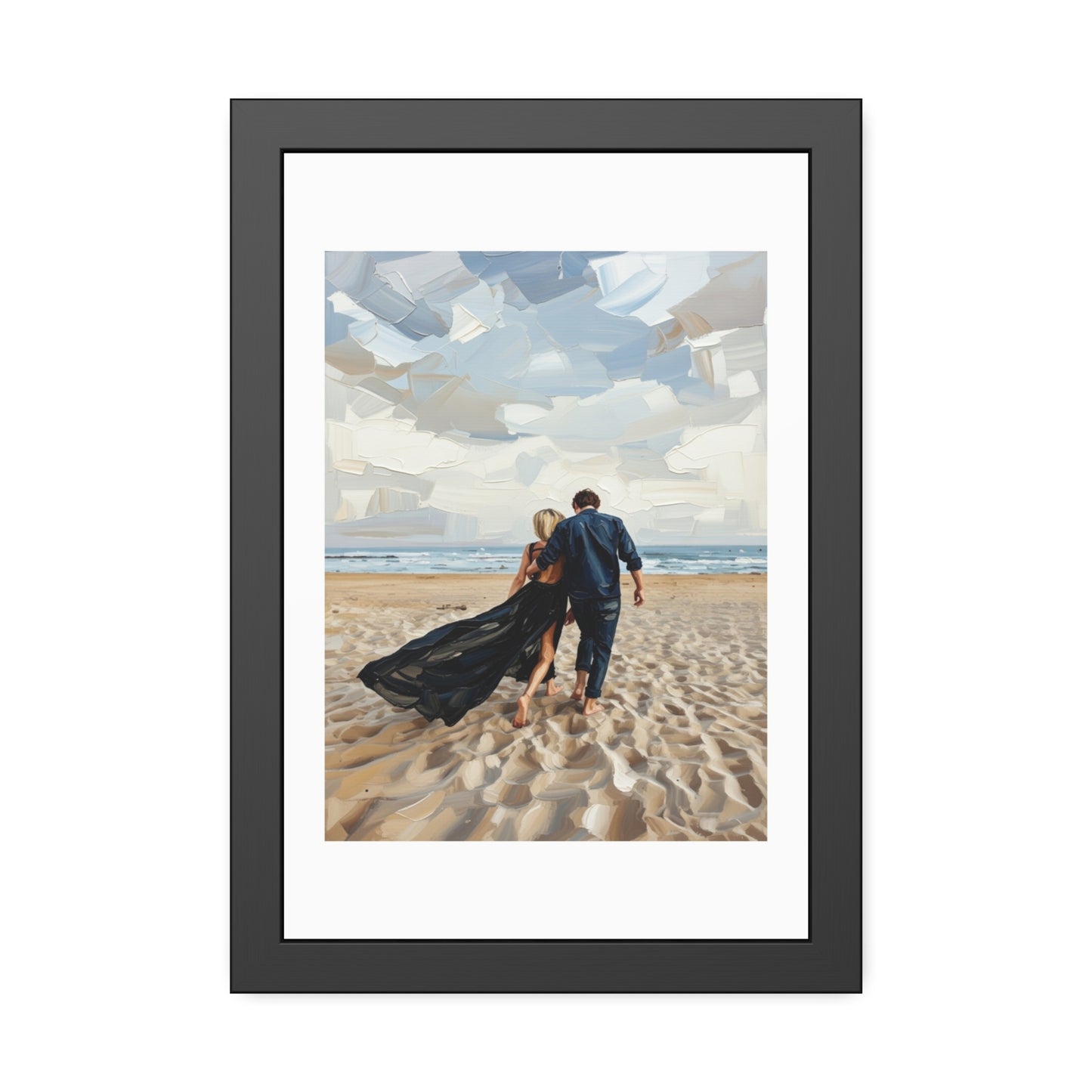 Framed Poster — Romantic Beach Couple Art Print