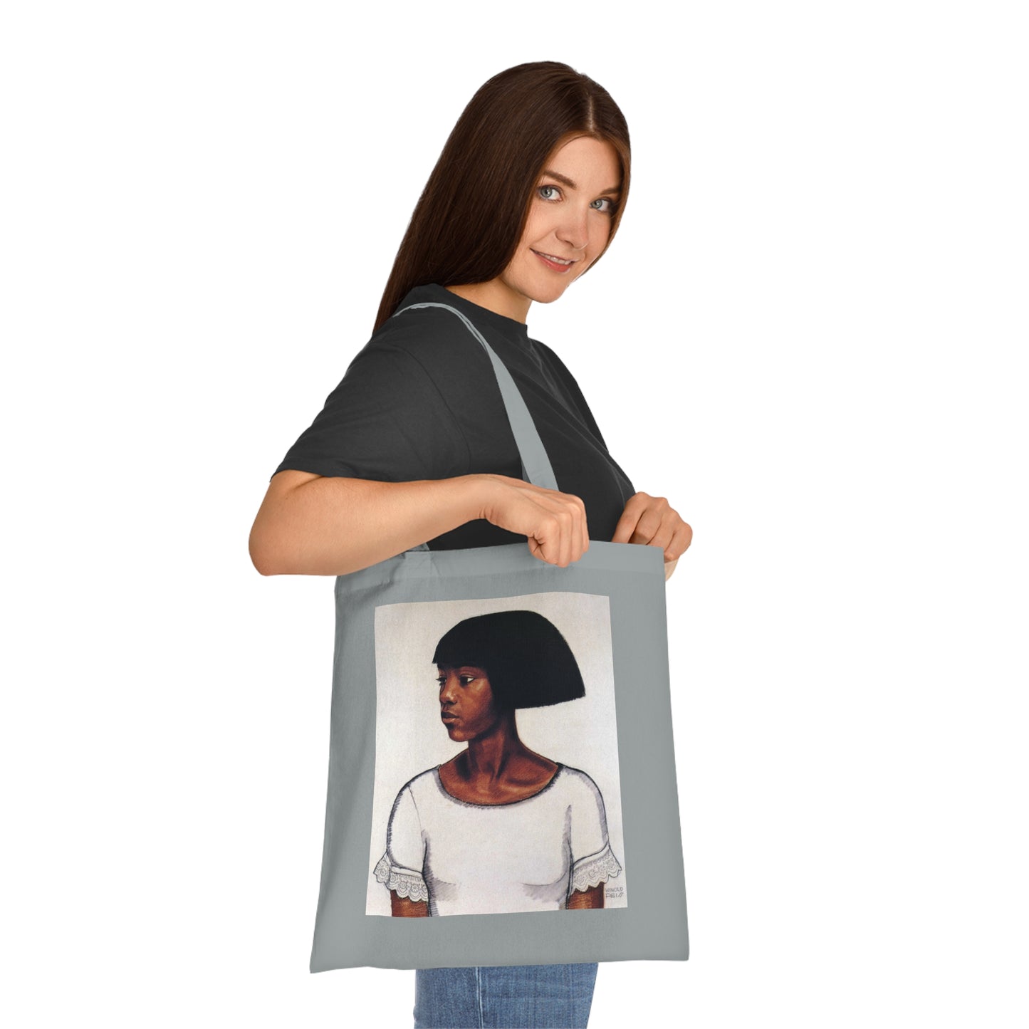 Portrait Cotton Tote Bag — Artistic Black Woman Illustration