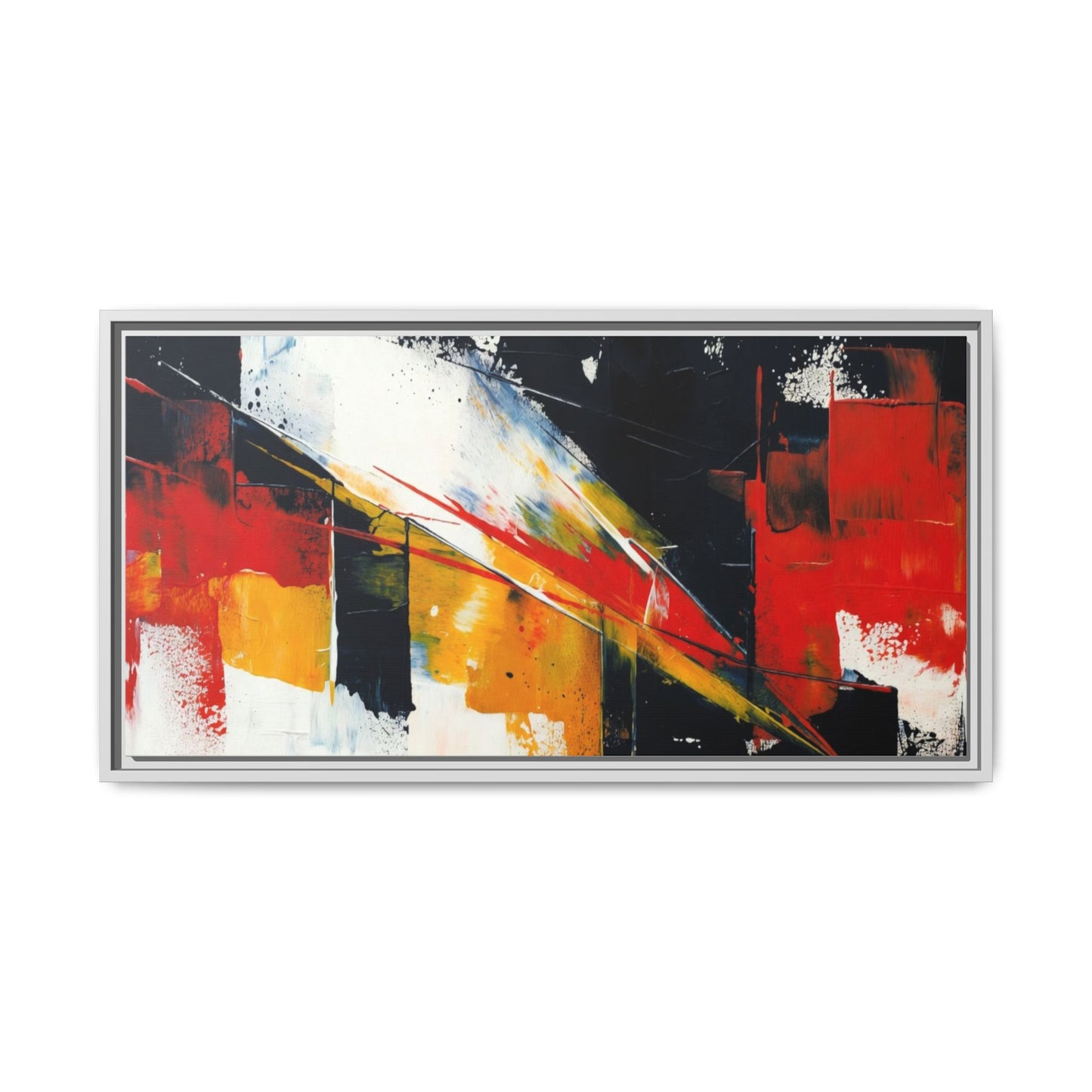 Abstract Red & Black Framed Canvas Print — Modern Geometric Wall Art
