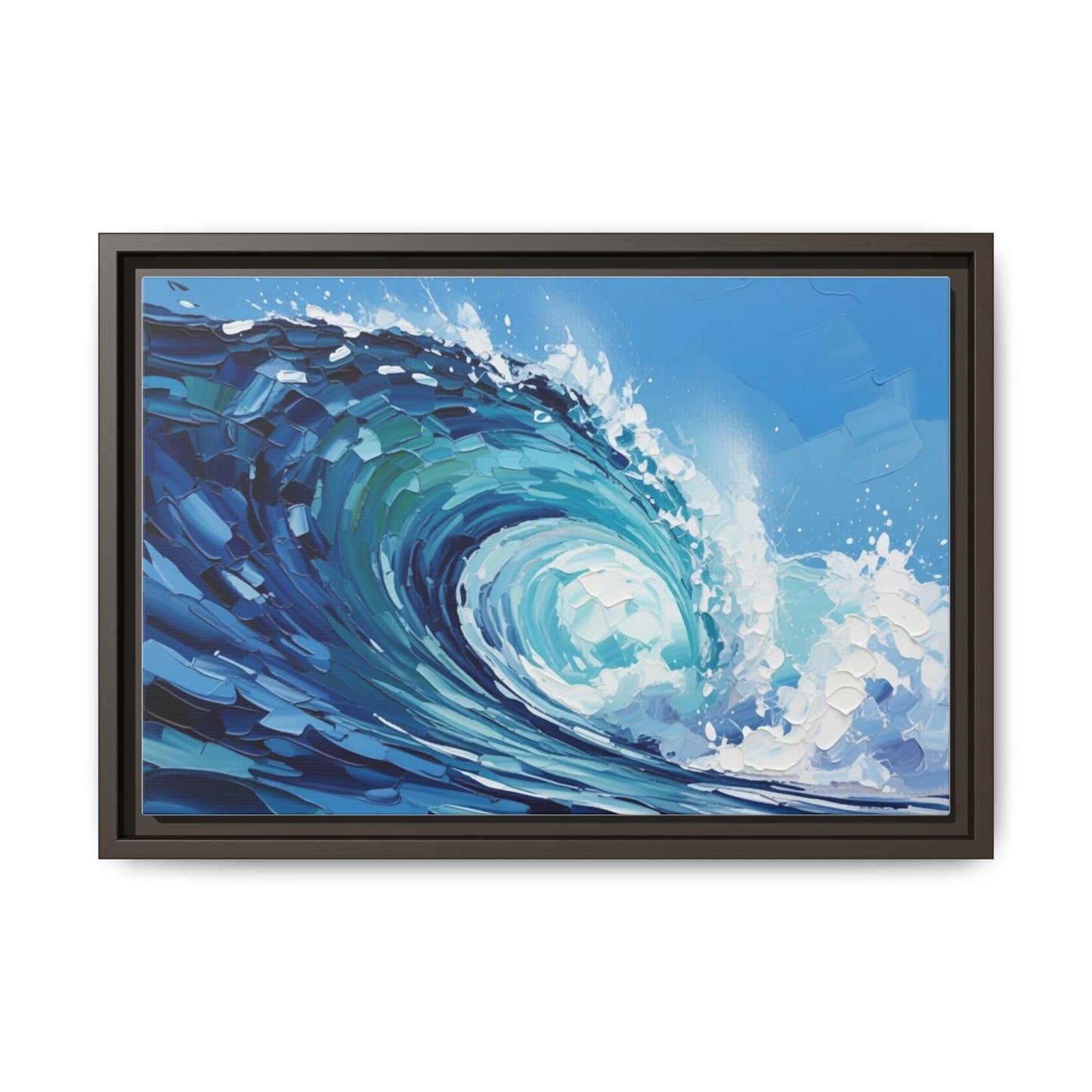 Framed Matte Canvas Wave Art — Blue Ocean Surf Wall Decor