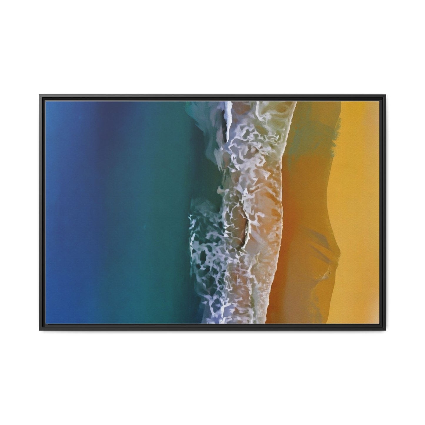 Framed Matte Canvas Seascape Print – Coastal Waves Wall Art