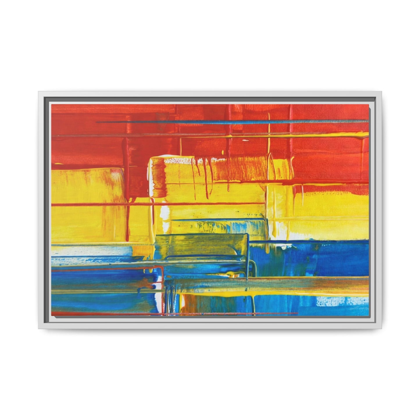 Abstract Multi-Color Framed Canvas Art — Modern Geometric Wall Decor