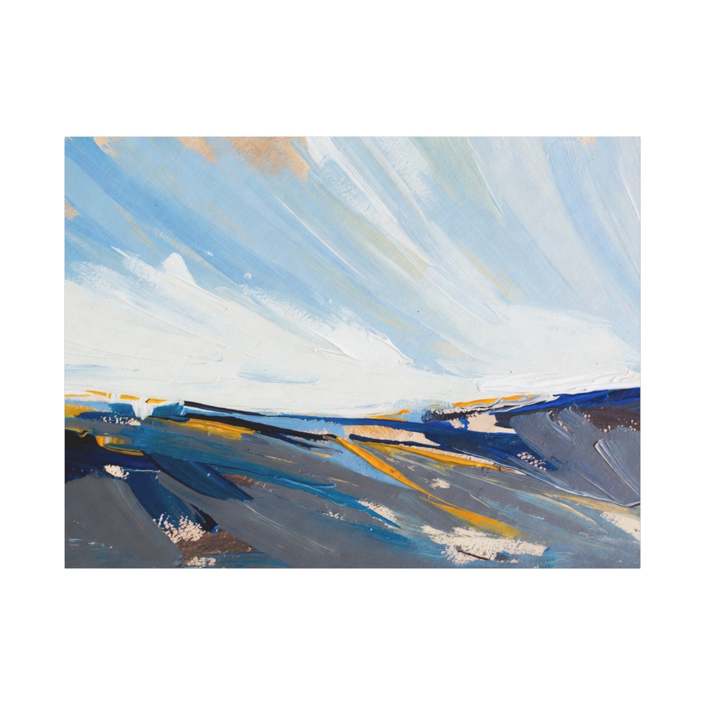Abstract Coastal Landscape Canvas Print — Blue Sky Seascape Wall Art