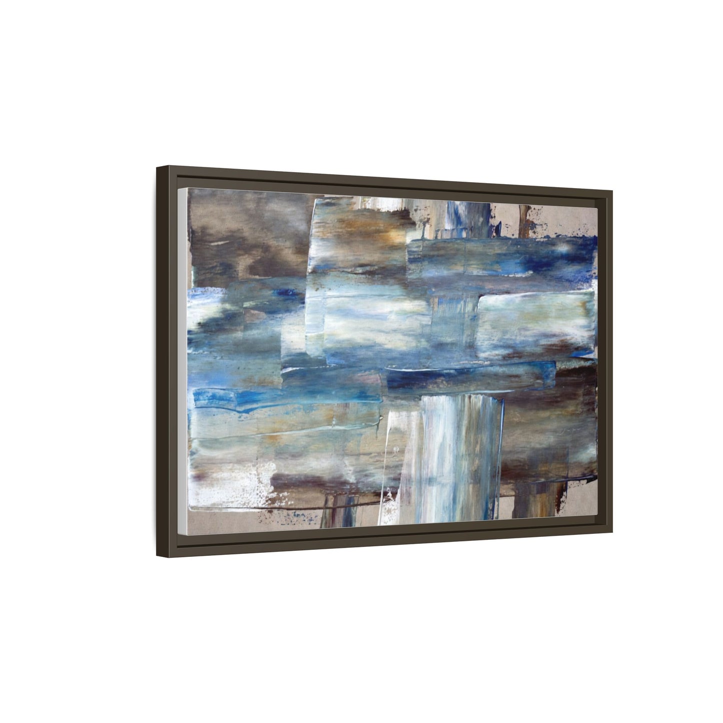 Abstract Blue Coastal Matte Canvas Framed Wall Art