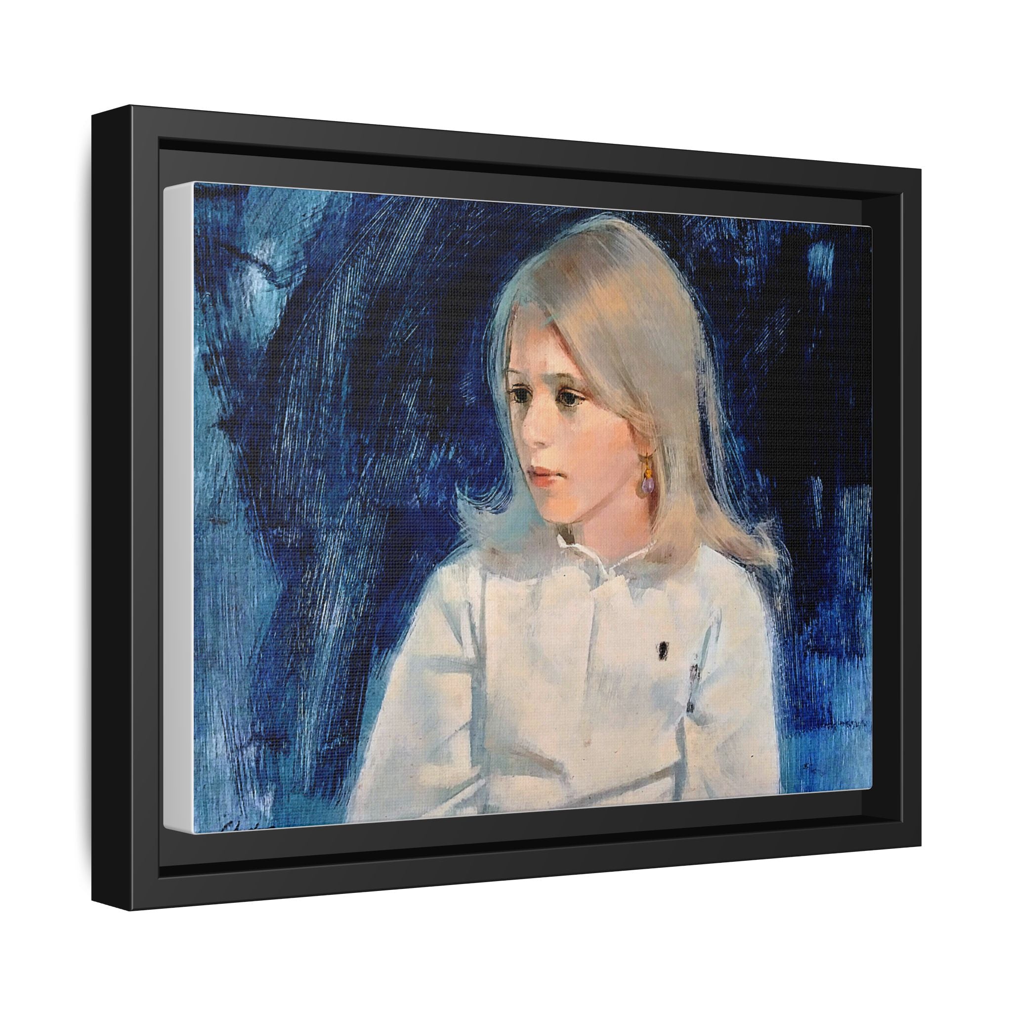 Painting of girl by Unknown Artist Framed Matte Canvas Classic Wall Art