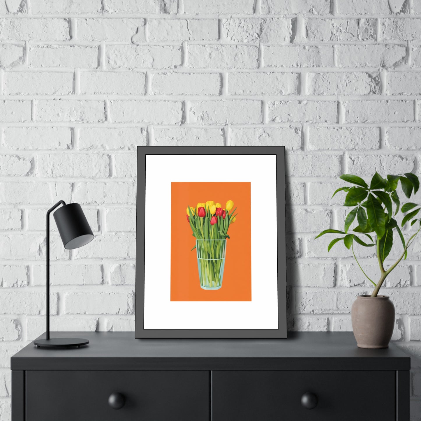 Framed Poster — Colorful Tulip Vase Wall Art (Spring Floral Print)