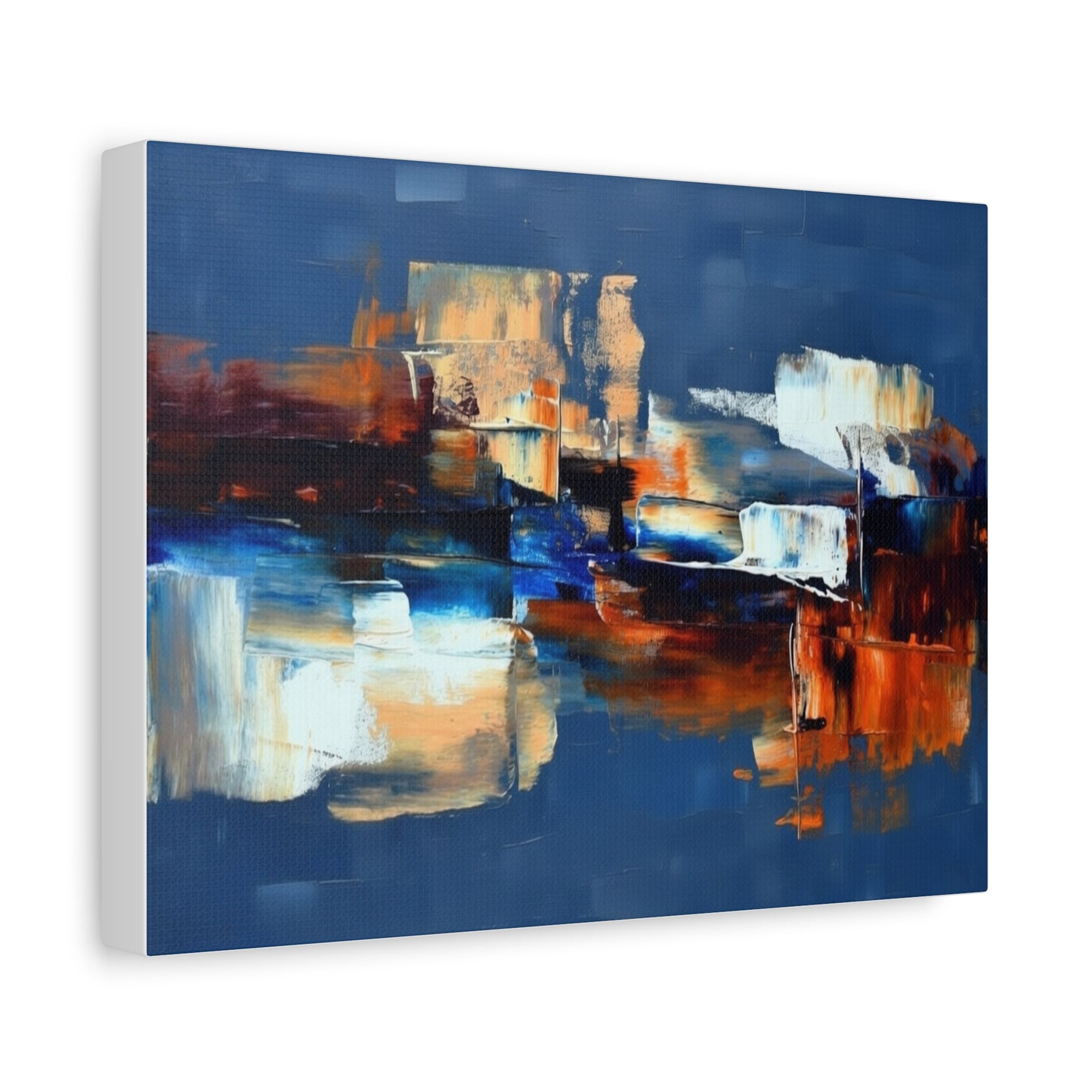 Abstract Blue & Orange Canvas Wall Art — Modern Matte Stretched Canvas
