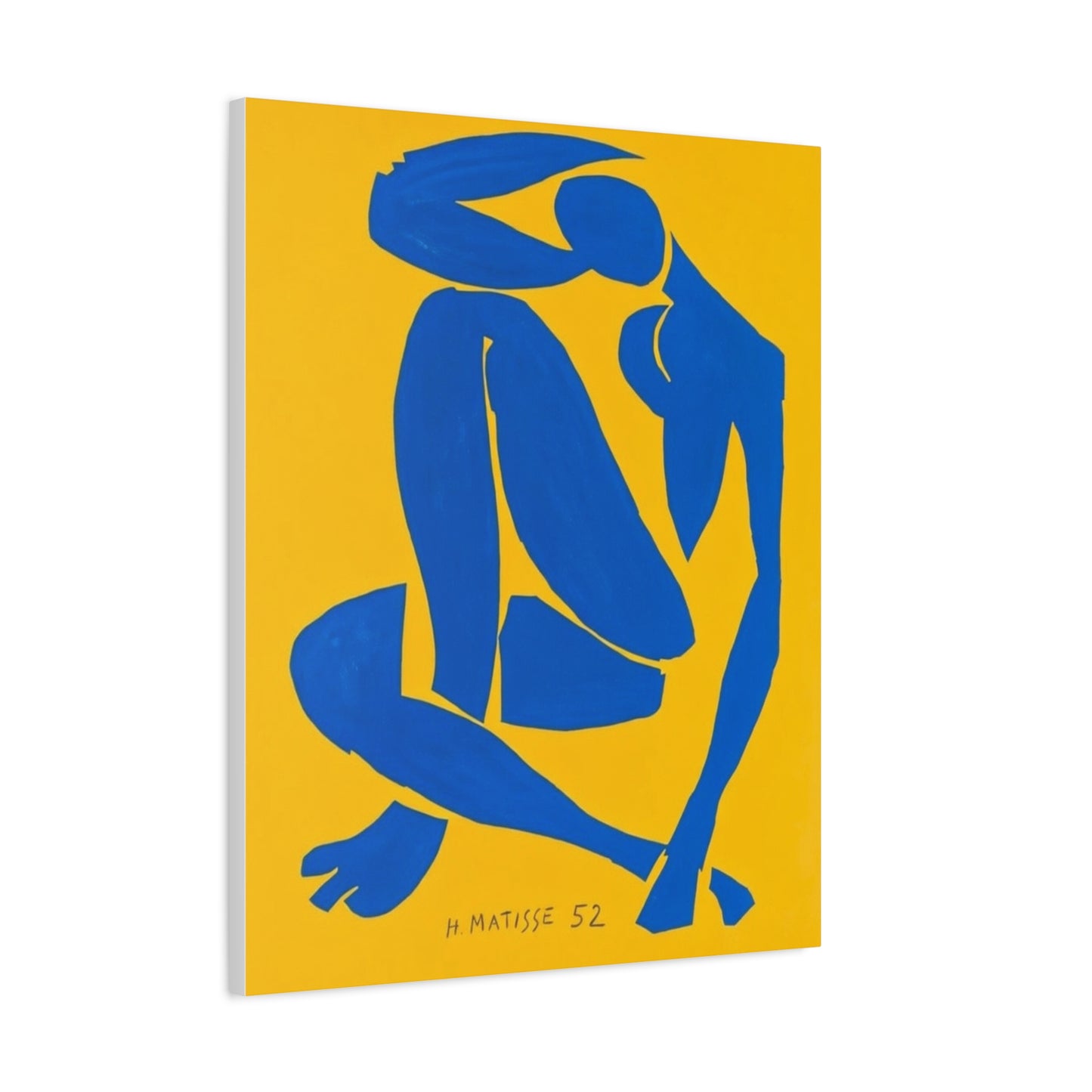 Blue Matisse Nude Silhouette Matte Canvas Print — Modern Yellow Wall Art