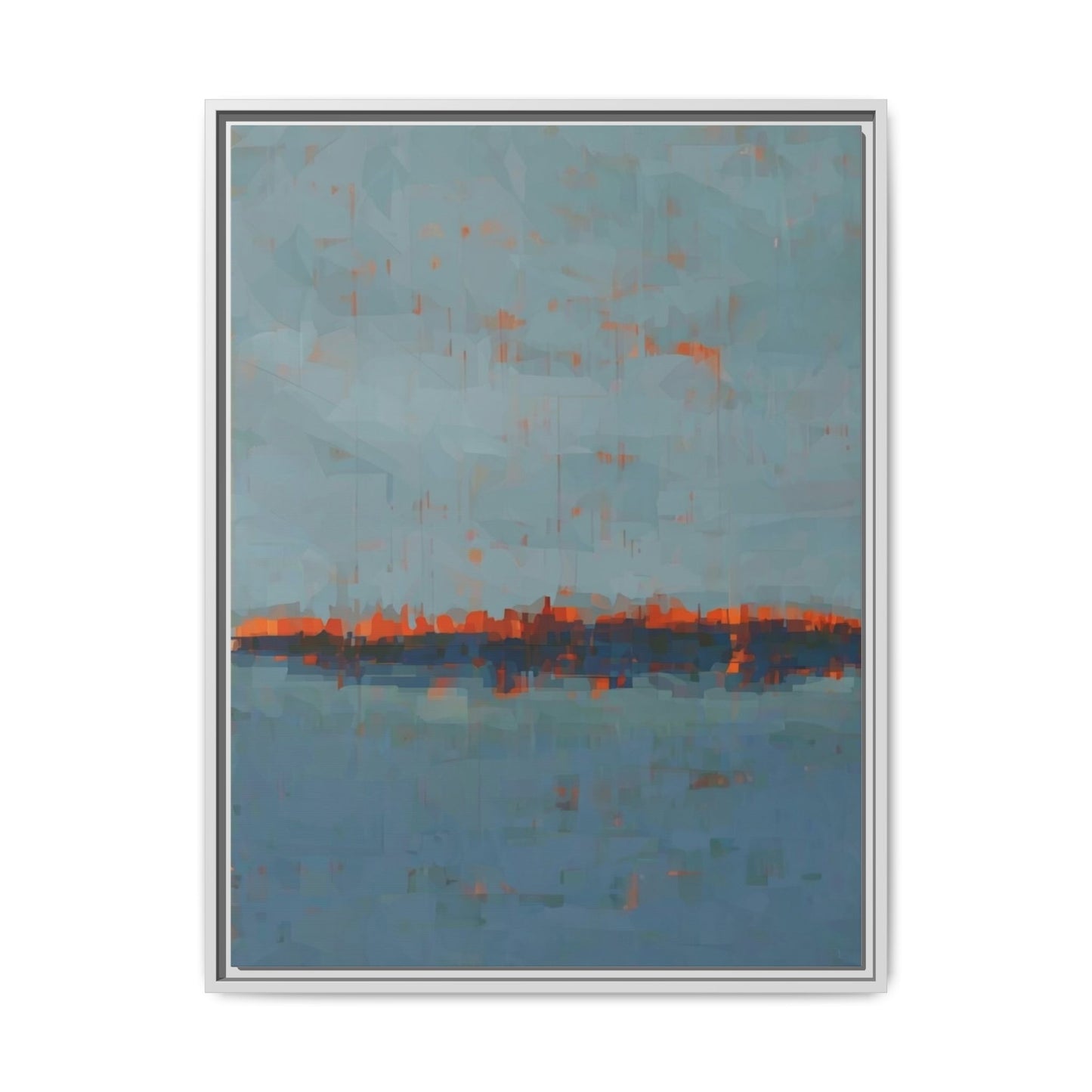 Framed Canvas Art — Teal & Orange Abstract Seascape