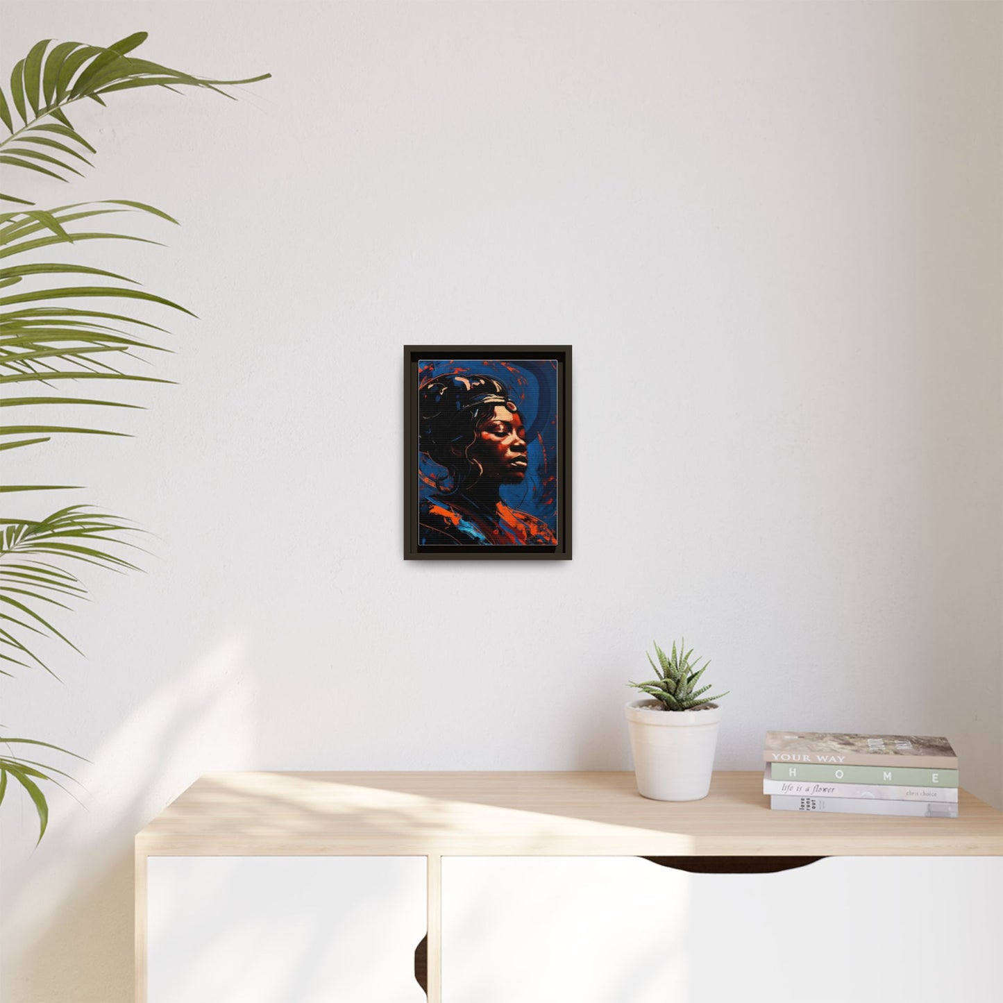 Framed Matte Canvas Art - Vibrant Portrait of a Black Woman (Multi-Color)