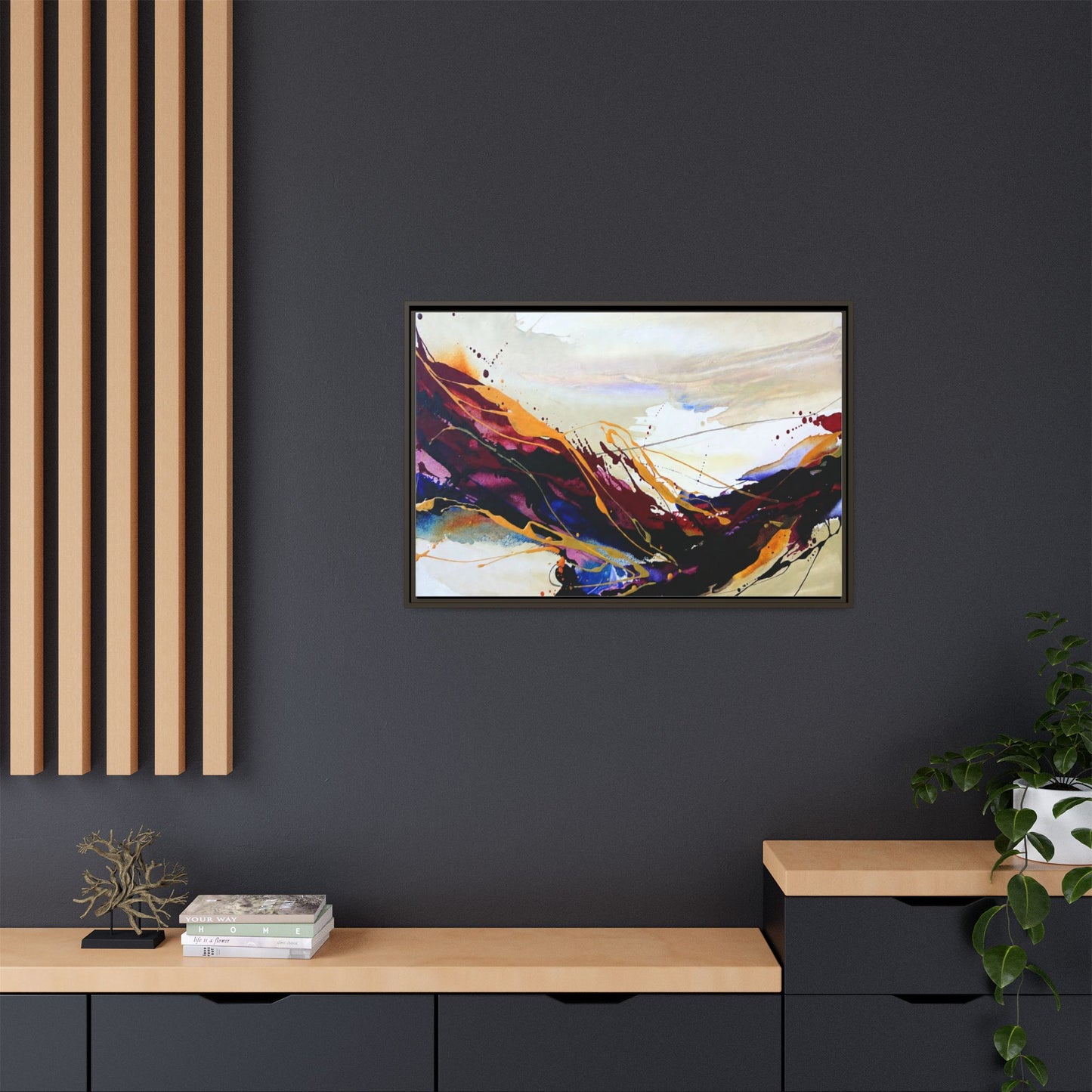 Abstract Flow Matte Canvas Framed Wall Art