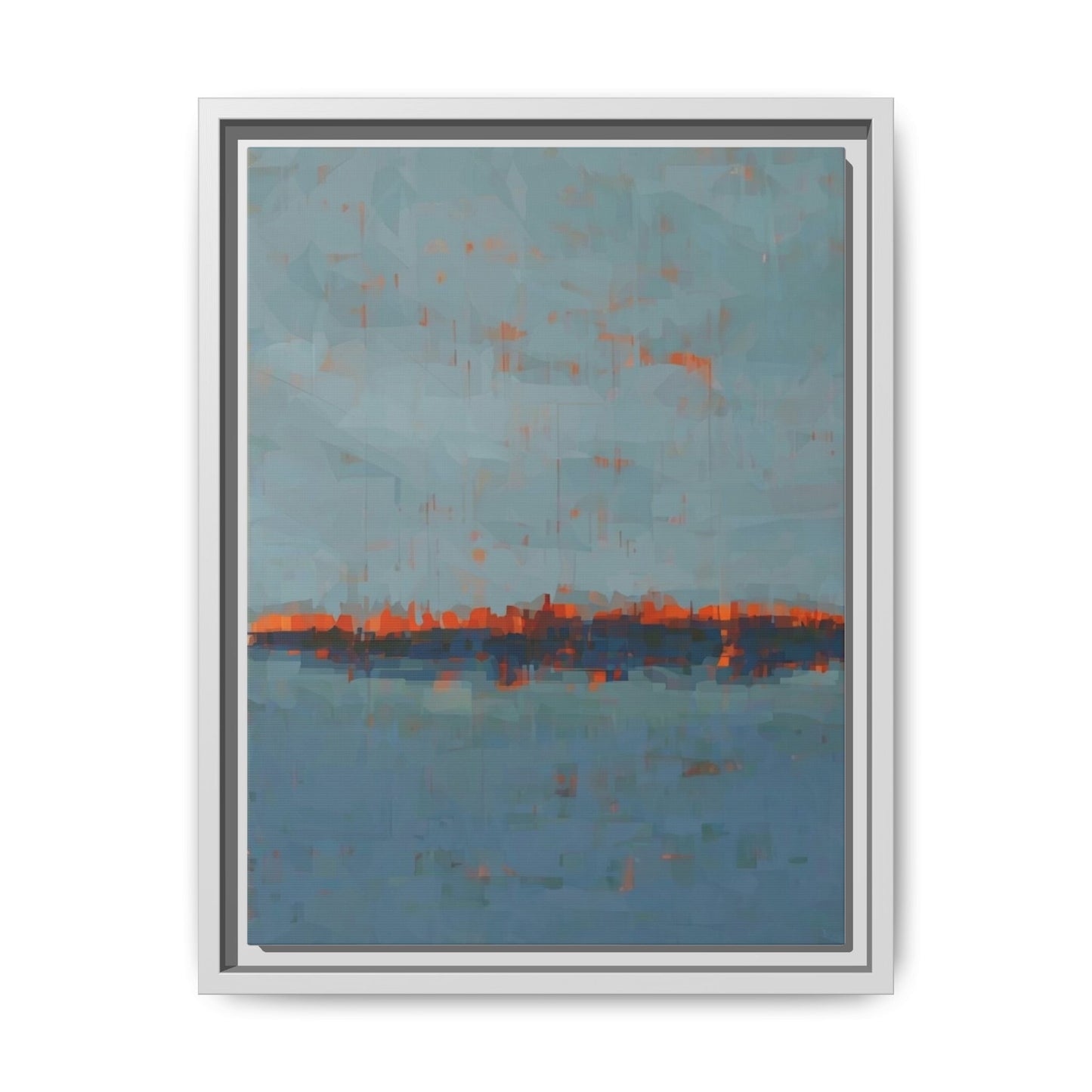 Framed Canvas Art — Teal & Orange Abstract Seascape