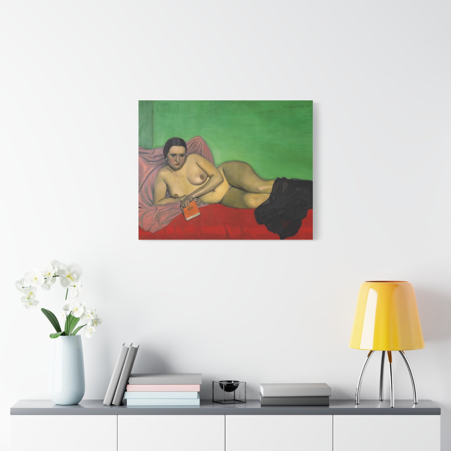 Femme nue tenant un livre by Félix Vallotton Matte Canvas Wall Art Print