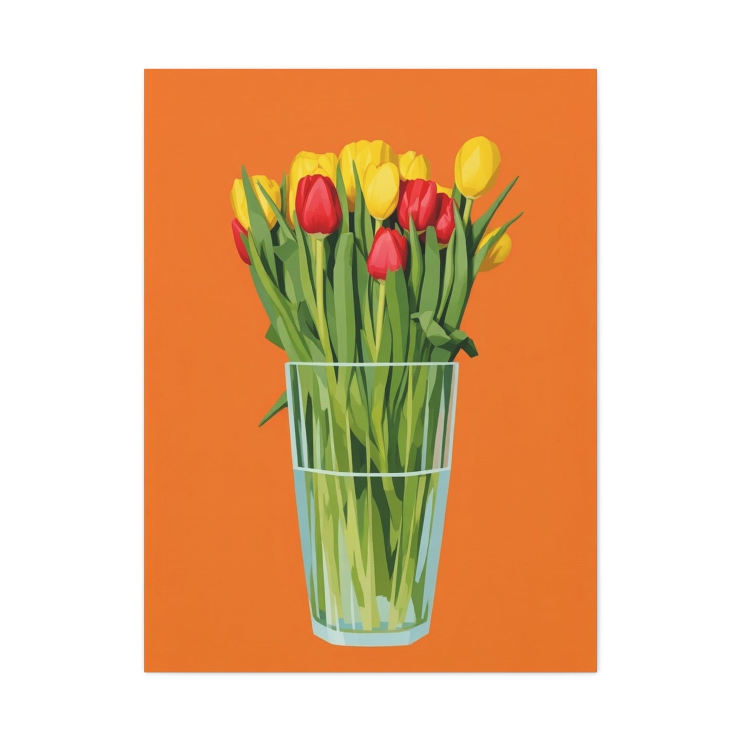 Tulip Bouquet Canvas Wall Art – Glass Vase on Orange
