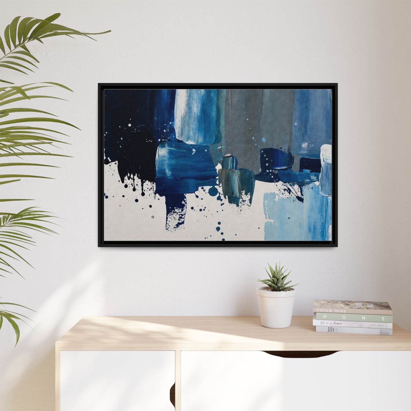 Abstract Blue Ocean Matte Canvas Framed Wall Art