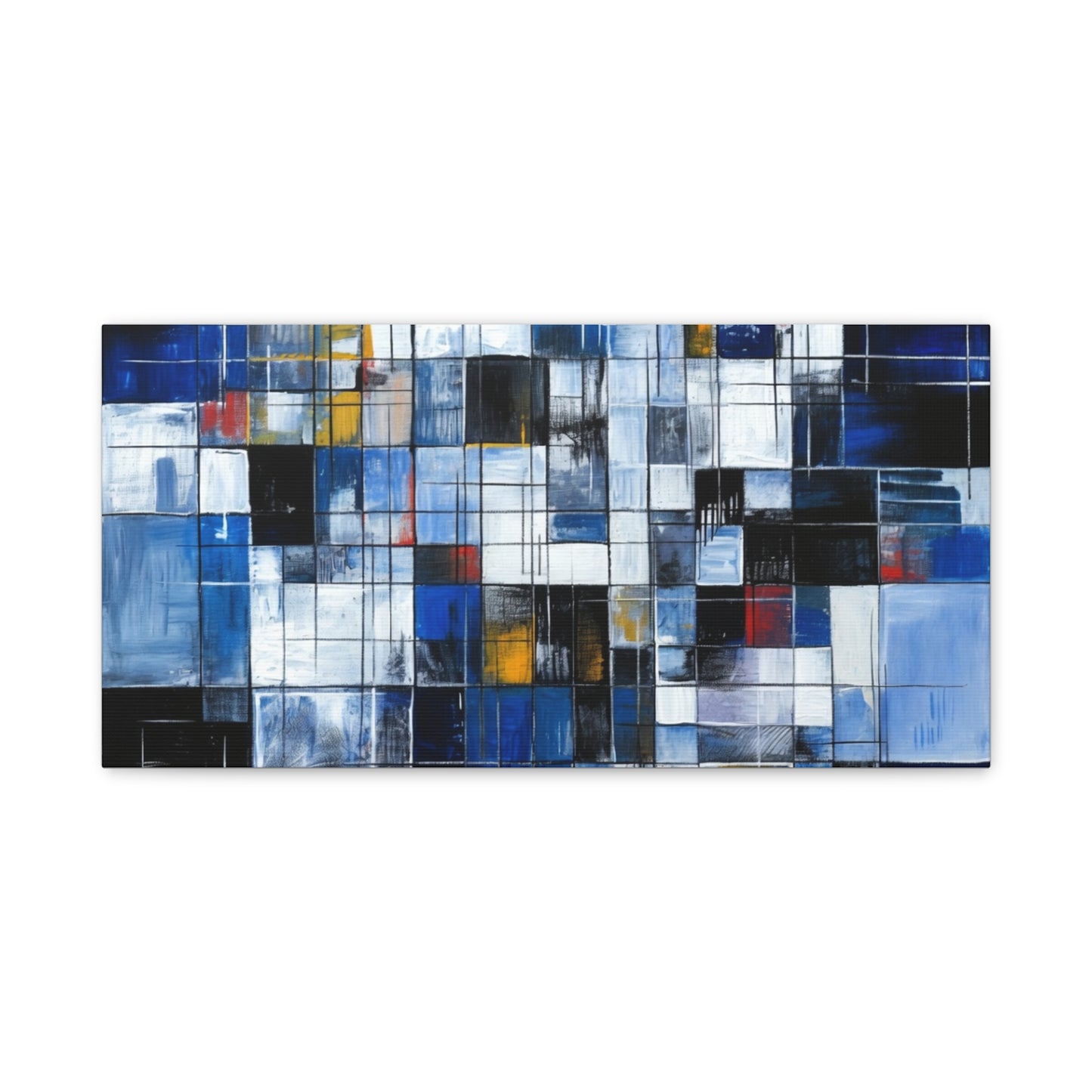 Abstract Blue Grid Matte Stretched Canvas Wall Art (1.25")