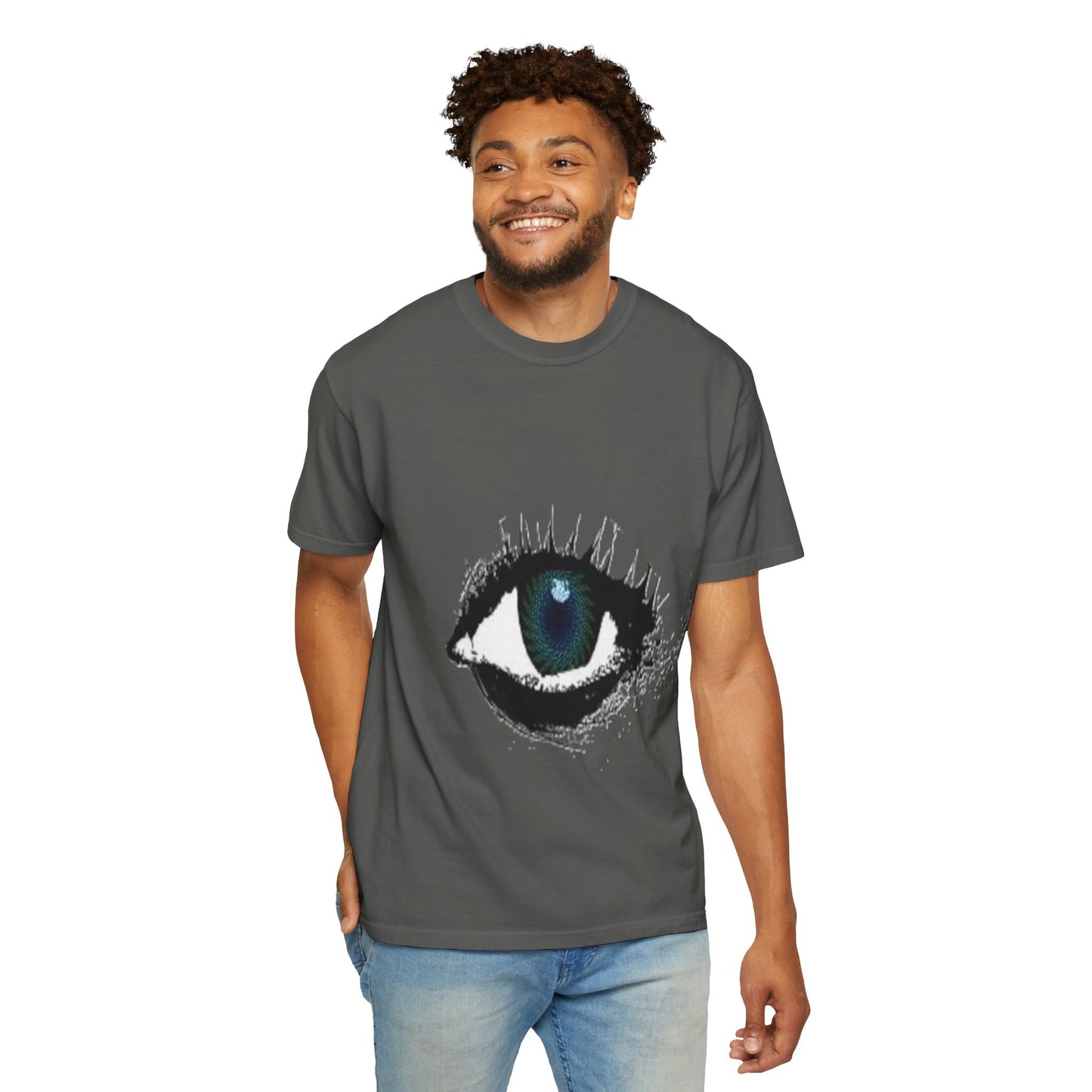 Eye Graphic T-Shirt — Blue Iris Grunge Art Tee