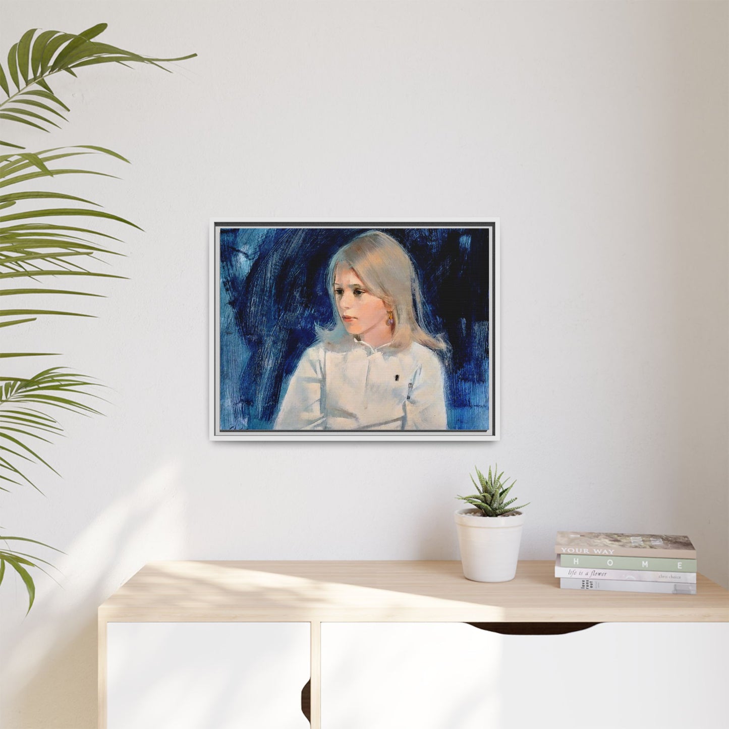 Painting of girl by Unknown Artist Framed Matte Canvas Classic Wall Art