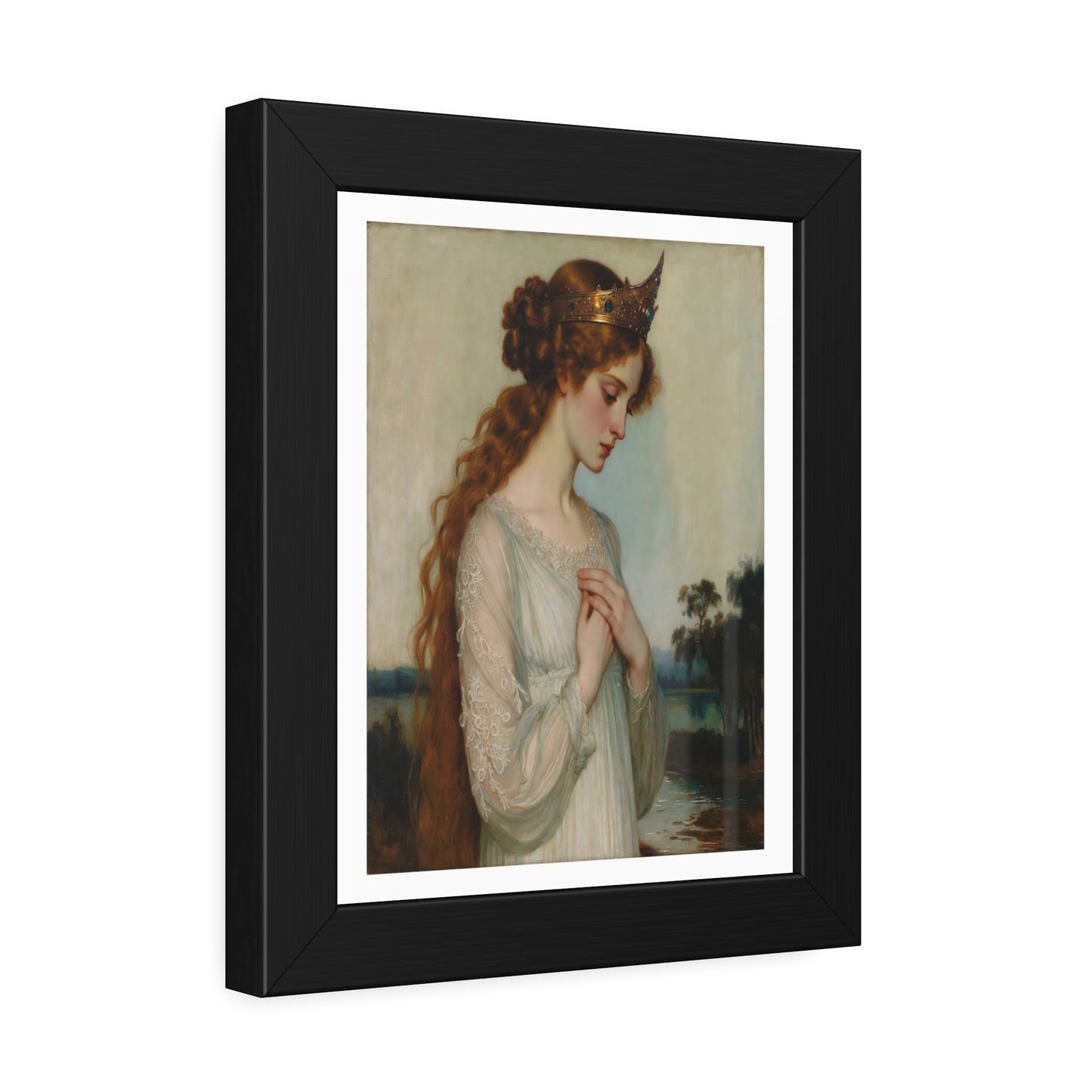Framed Art Print — Pre-Raphaelite Woman Portrait, Vintage Romantic Wall Art