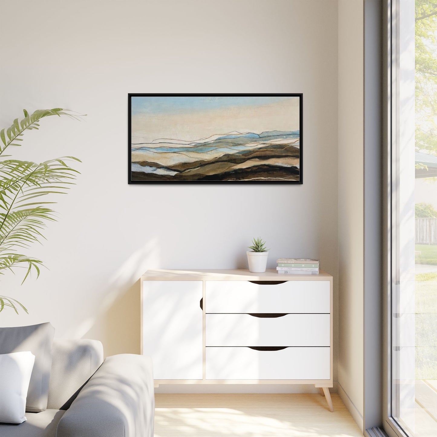 Framed Matte Canvas Print — Abstract Coastal Landscape Wall Art