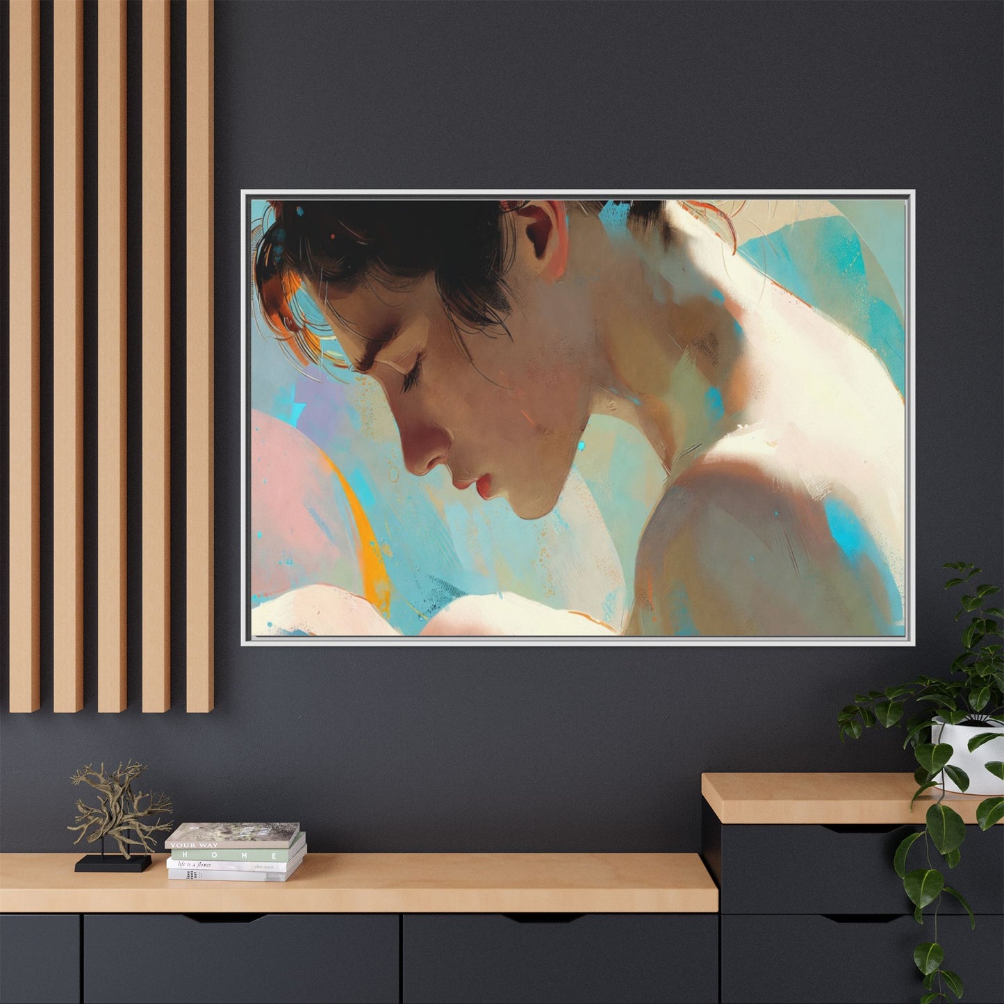 Framed Matte Canvas Print — Dreamy Portrait Art (Multi‑Color)