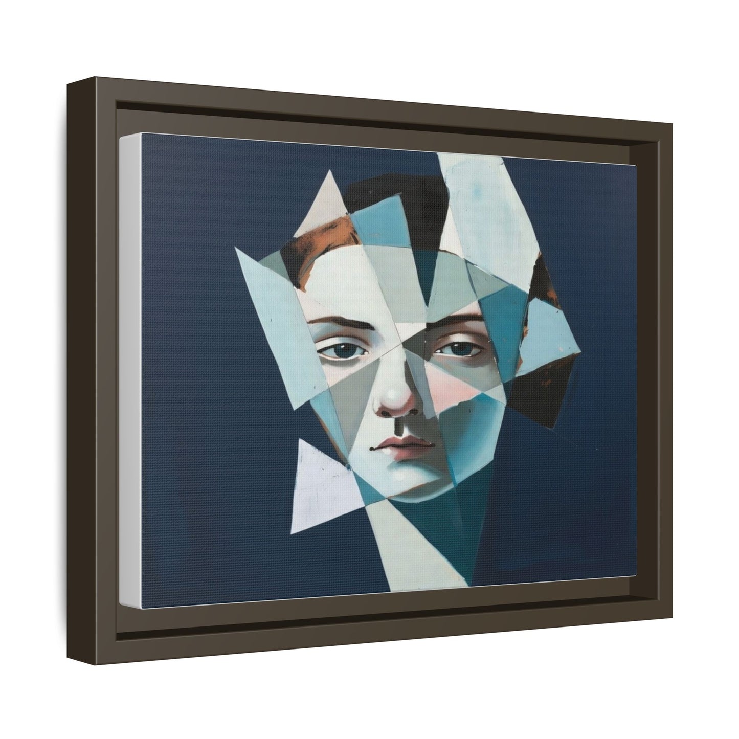 Abstract Fragmented Portrait Matte Canvas (Framed)