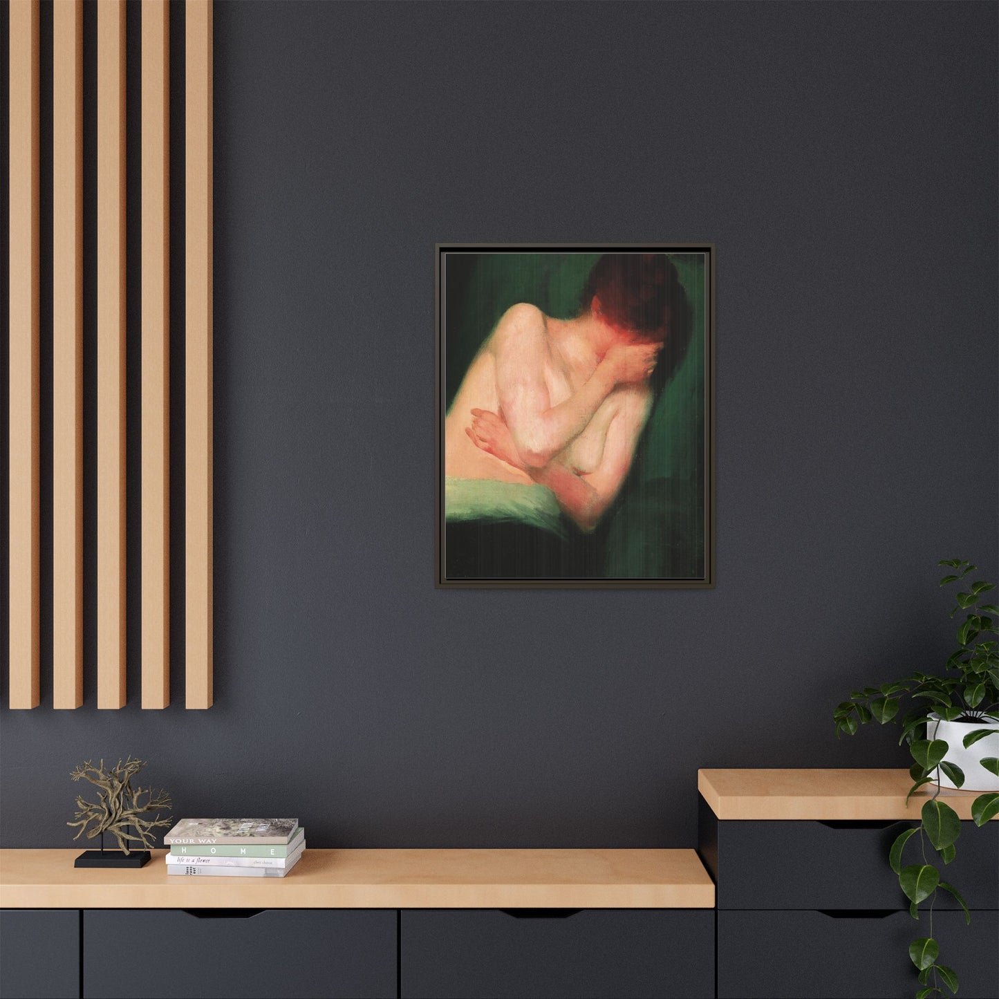 Female Nude by János Vaszary Framed Matte Canvas Wall Art Print