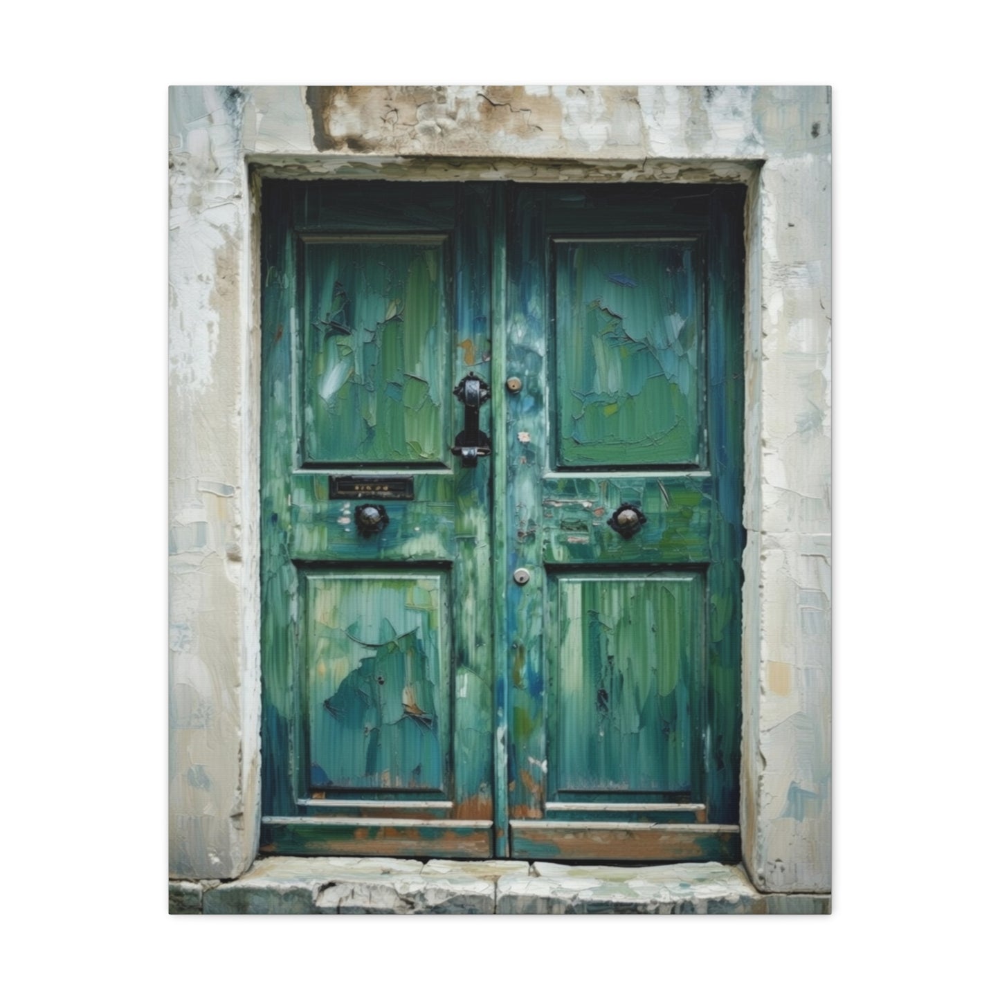 Vintage Green Door Matte Canvas Wall Art — Stretched 1.25"