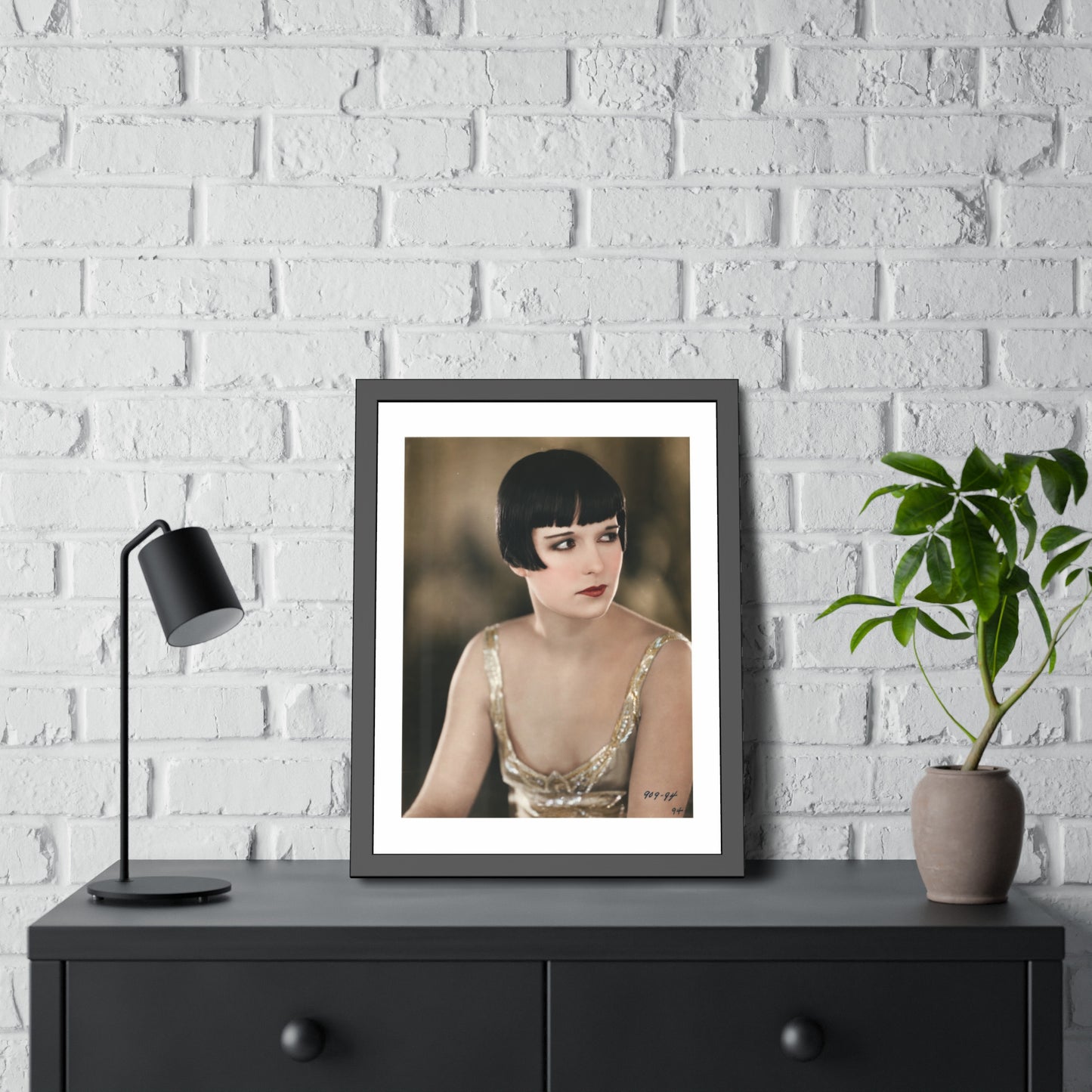 Vintage 1920s Louise Brooks Portrait Framed Poster — Art Deco Wall Print