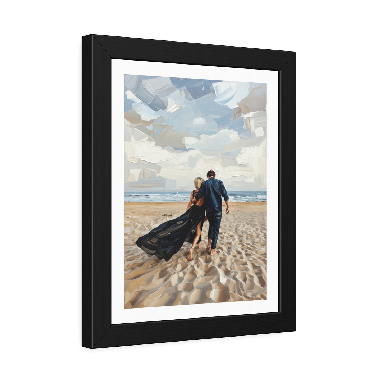 Framed Poster — Romantic Beach Couple Art Print
