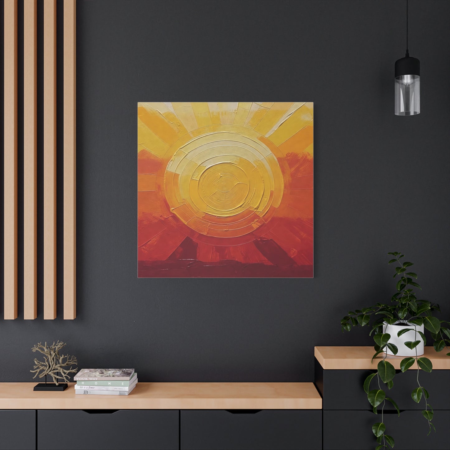 Abstract Sunrise Canvas Wall Art — Warm Sunrise Texture Matte Stretched Canvas
