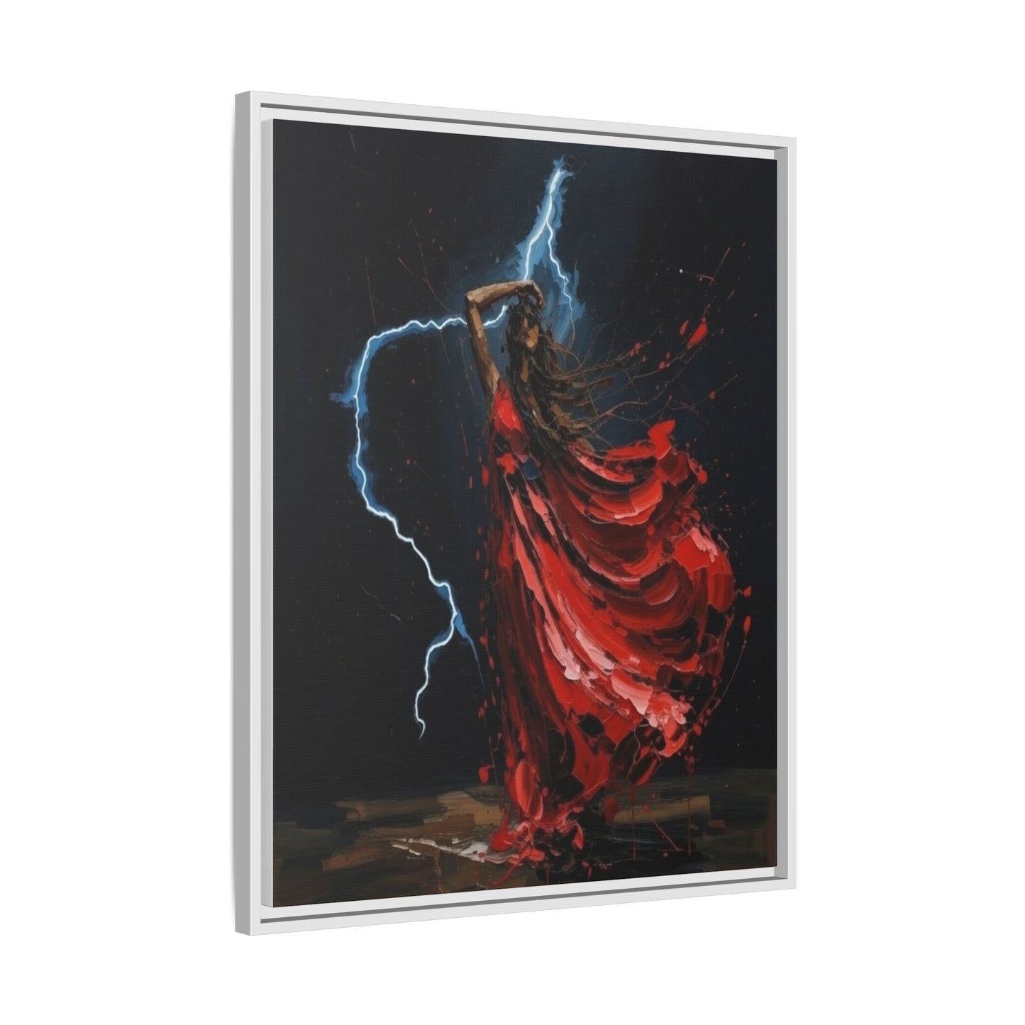 Framed Matte Canvas Print — Red Dancer Lightning Art
