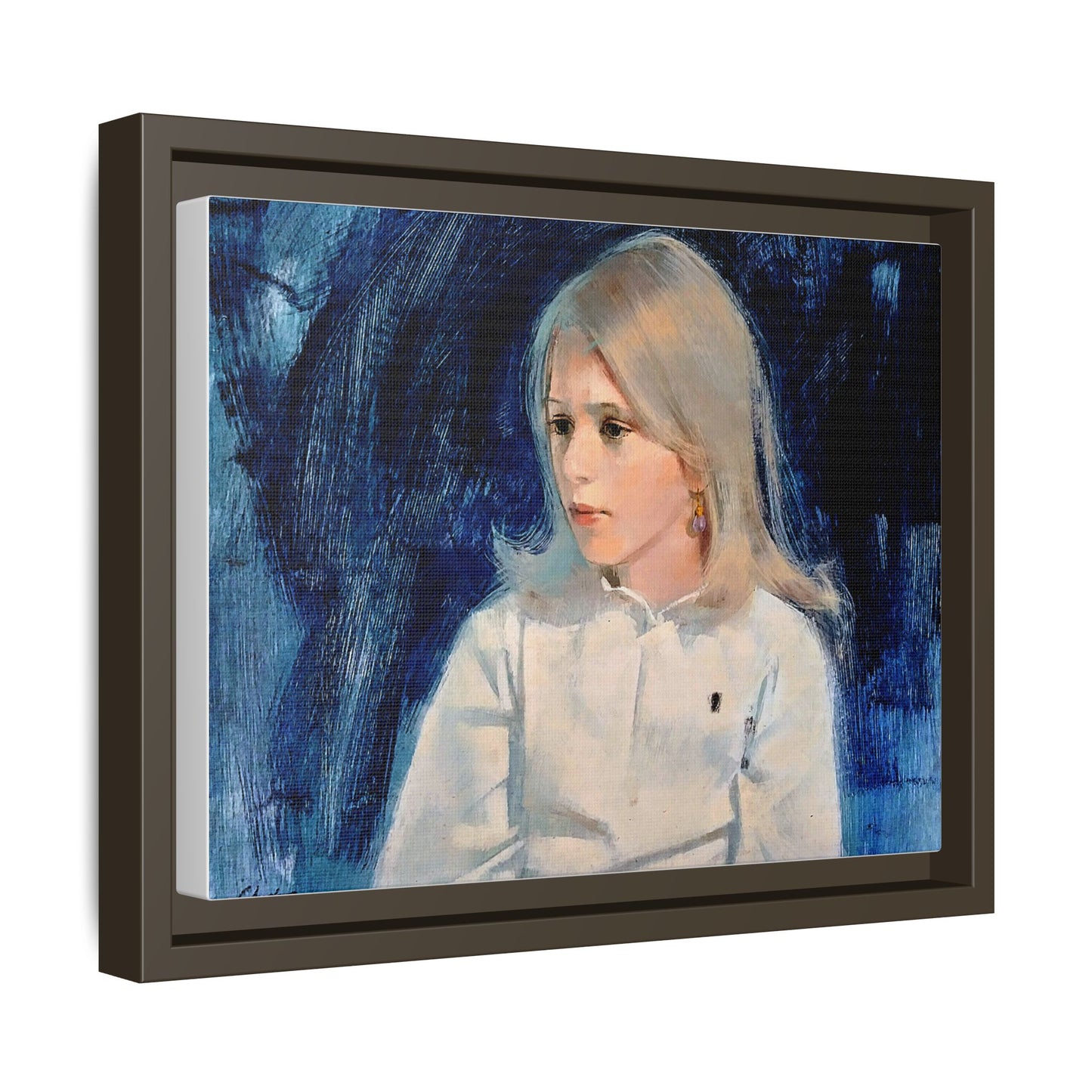 Painting of girl by Unknown Artist Framed Matte Canvas Classic Wall Art