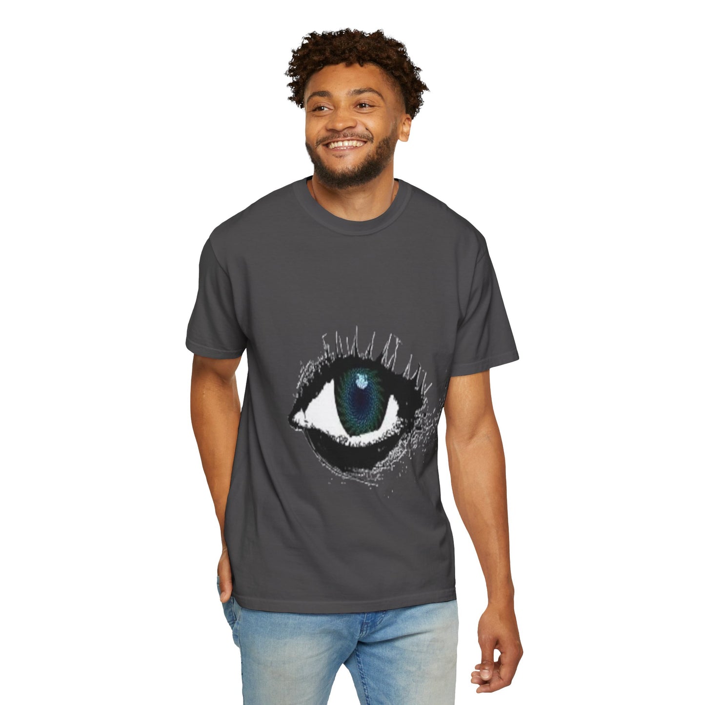Eye Graphic T-Shirt — Blue Iris Grunge Art Tee