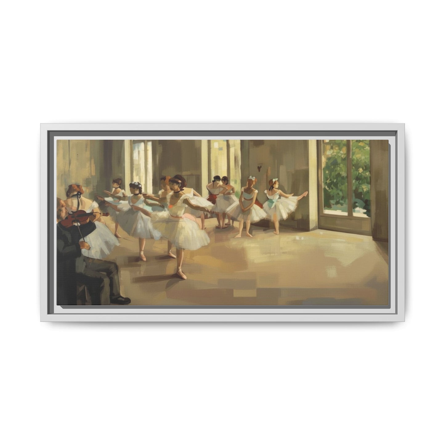 Framed Matte Canvas Print — Ballet Class Scene (Impressionist Dancers)