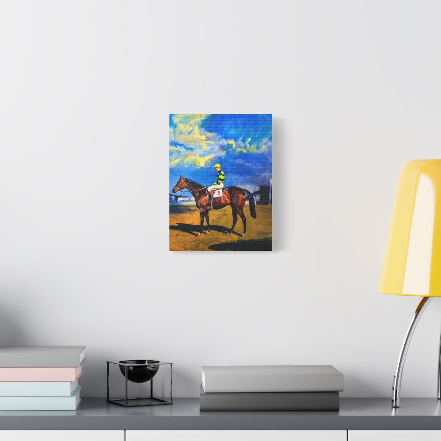 Horse Racing Jockey Canvas Print — Equestrian Art Matte Stretched Wall Decor